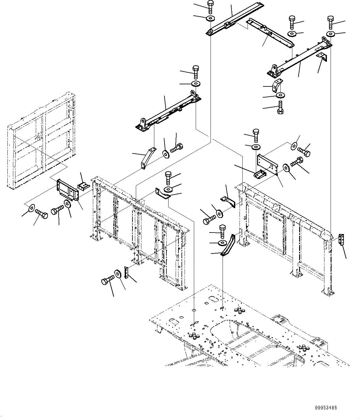 Схема запчастей Komatsu PC2000-8 - КАПОТ, РАМА (№9-) КАПОТ