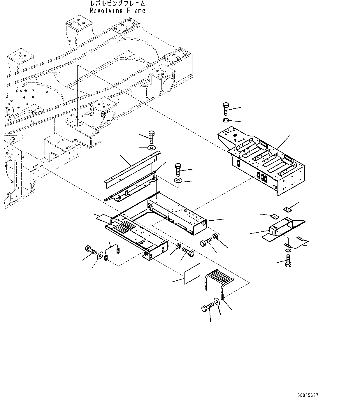 Схема запчастей Komatsu PC2000-8 - ЛЕВ. COVER, ДЕКА (№9-) ЛЕВ. COVER, POWER ASSIST ЛЕСТНИЦА, ЛЕВ.
