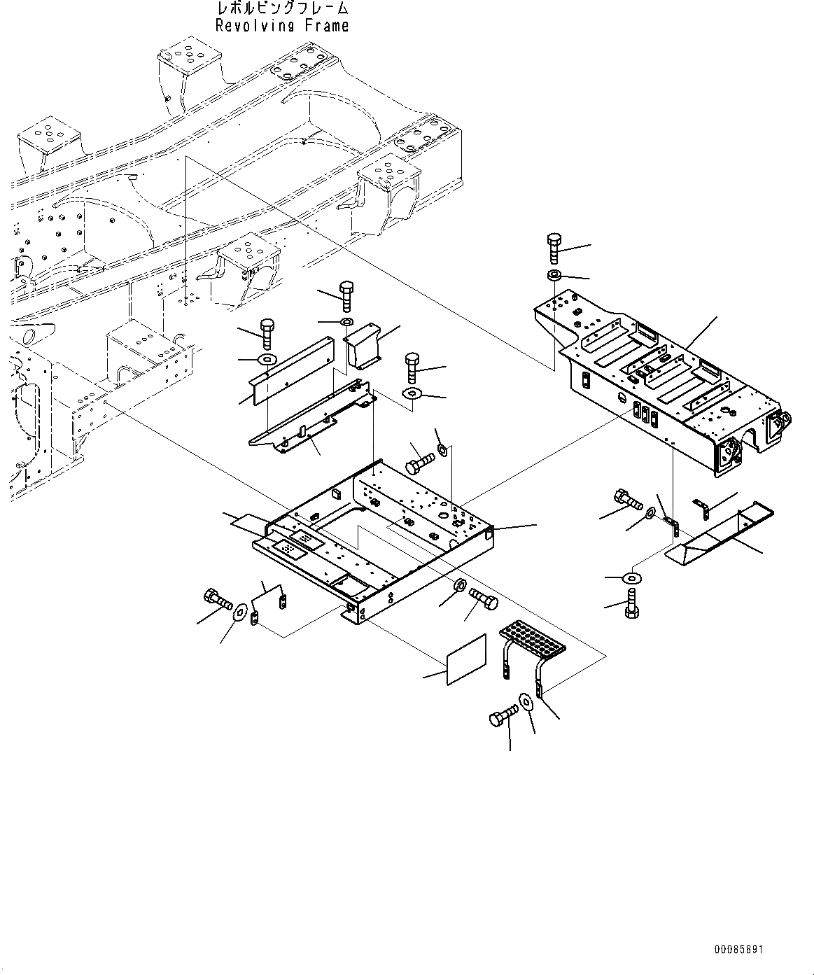 Схема запчастей Komatsu PC2000-8 - ЛЕВ. COVER, ДЕКА (№9-) ЛЕВ. COVER, ЛЕСТНИЦА, С ИЗОЛЯТОР АККУМУЛЯТОРОВ