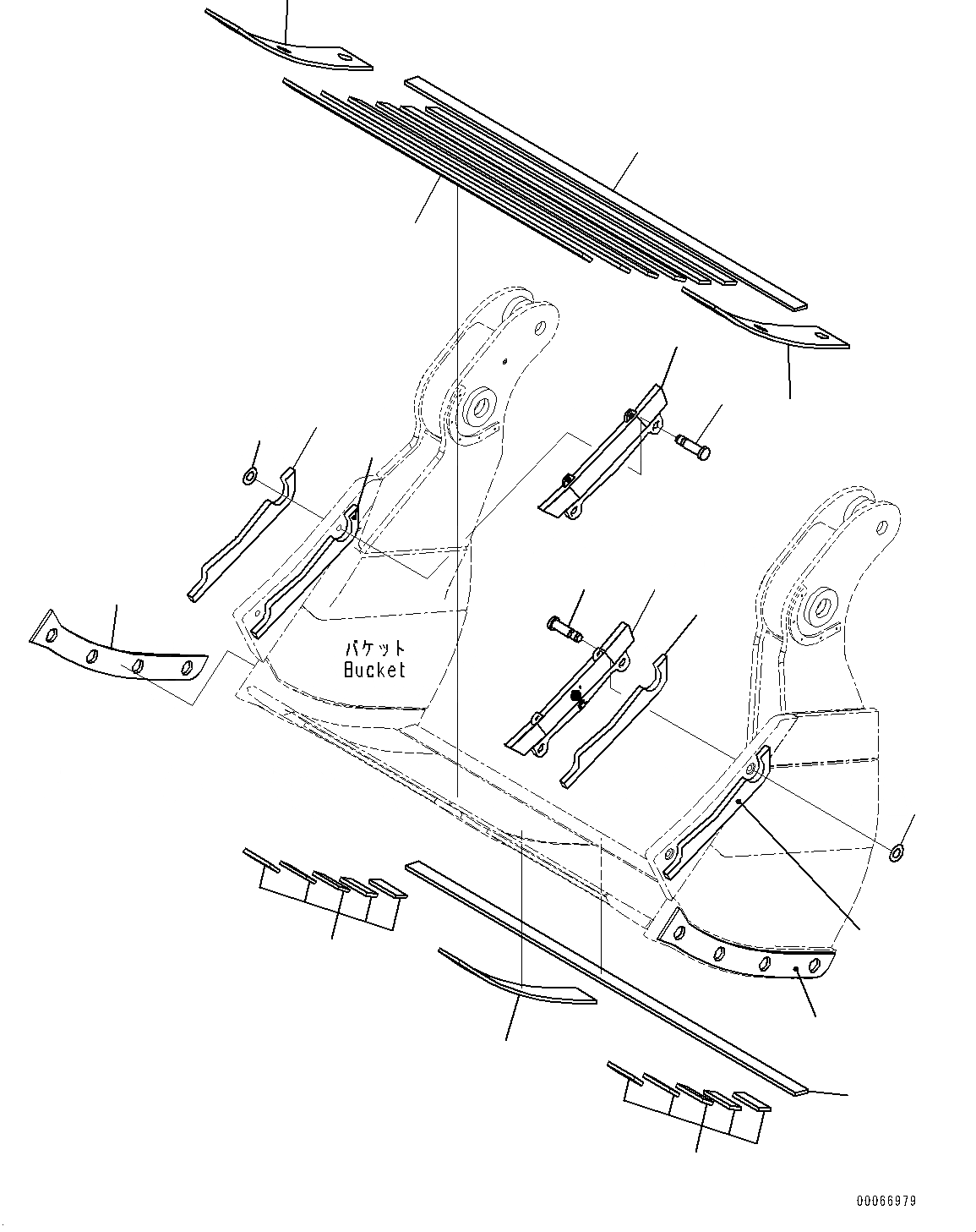 Схема запчастей Komatsu PC2000-8 - КОВШ, ЧАСТИ КОРПУСА (/) (№9-9) КОВШ, M, НИЖН. РАЗГРУЗКА ТИП