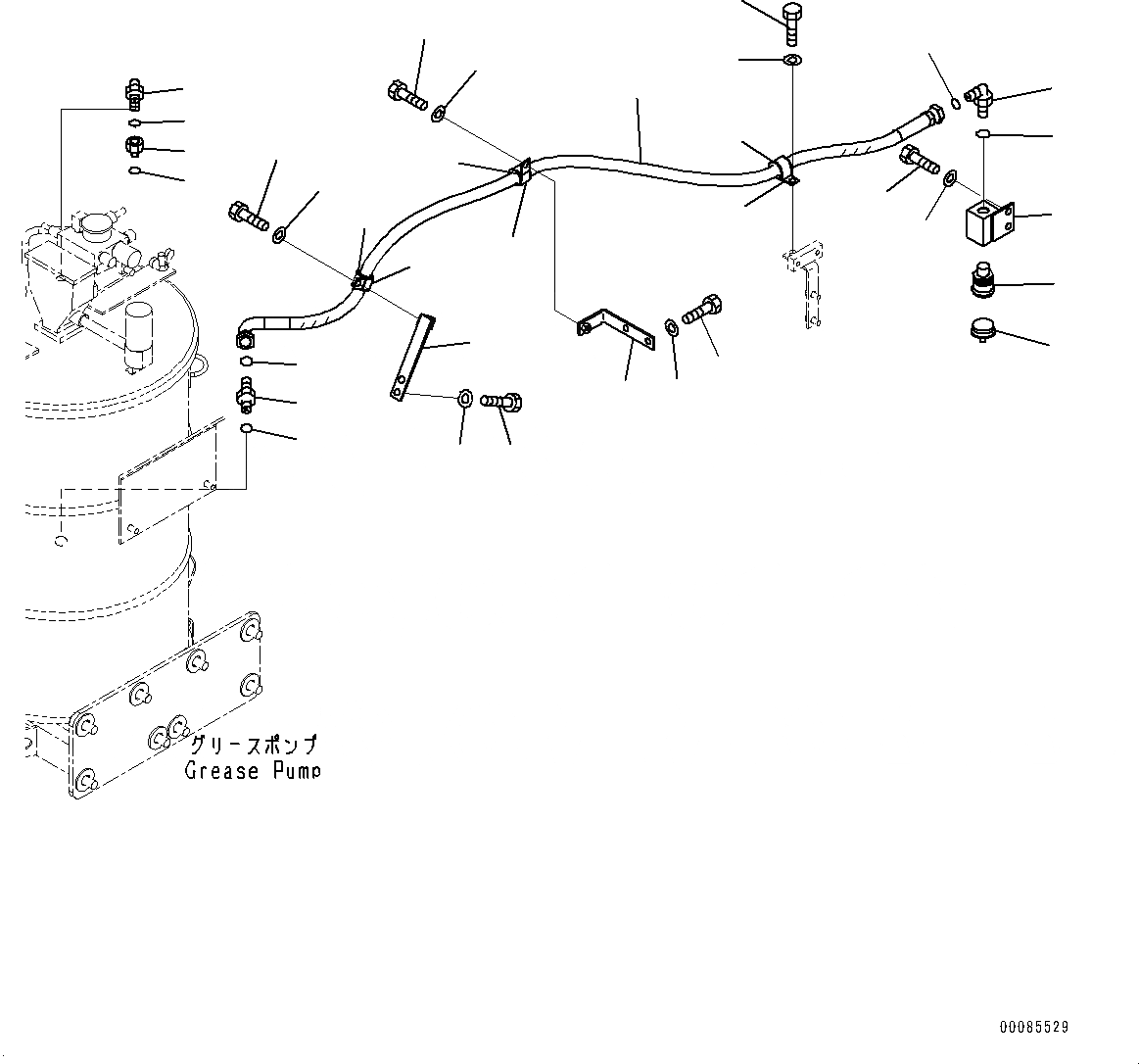Схема запчастей Komatsu PC2000-8 - НАСОС СМАЗКИ, ТРУБЫ КРЕПЛЕНИЕ (№9-) НАСОС СМАЗКИ, АВТОМАТИЧ.-СИСТ. СМАЗКИ СИСТЕМА, БЫСТРОСЪЕМН. МЕХ-М, СМАЗ. REFILL
