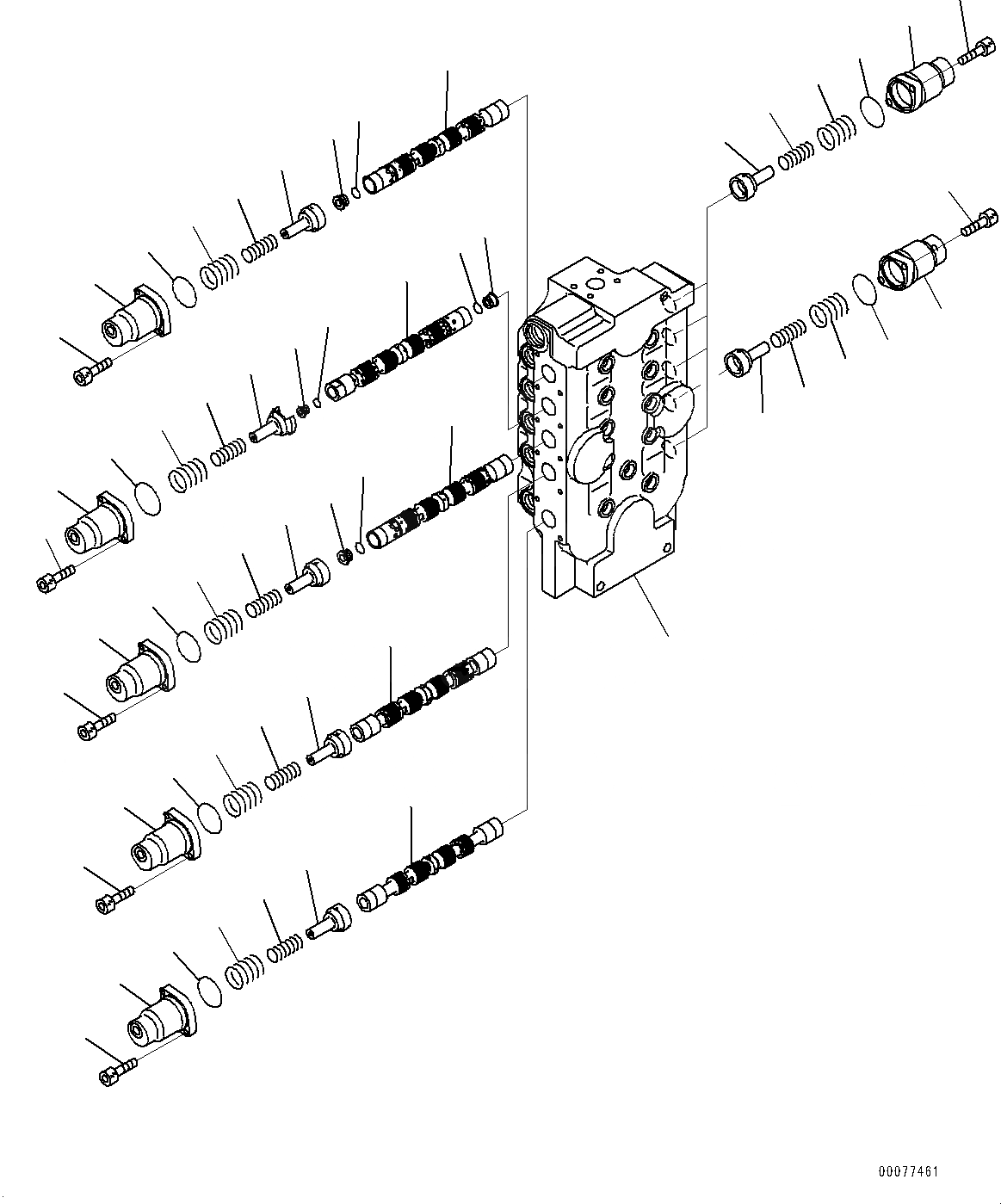 Схема запчастей Komatsu PC2000-8 - УПРАВЛЯЮЩ. КЛАПАН, ВНУТР. ЧАСТИ, ЛЕВ. (/9) (№-) УПРАВЛЯЮЩ. КЛАПАН, ДЛЯ ПОГРУЗ.