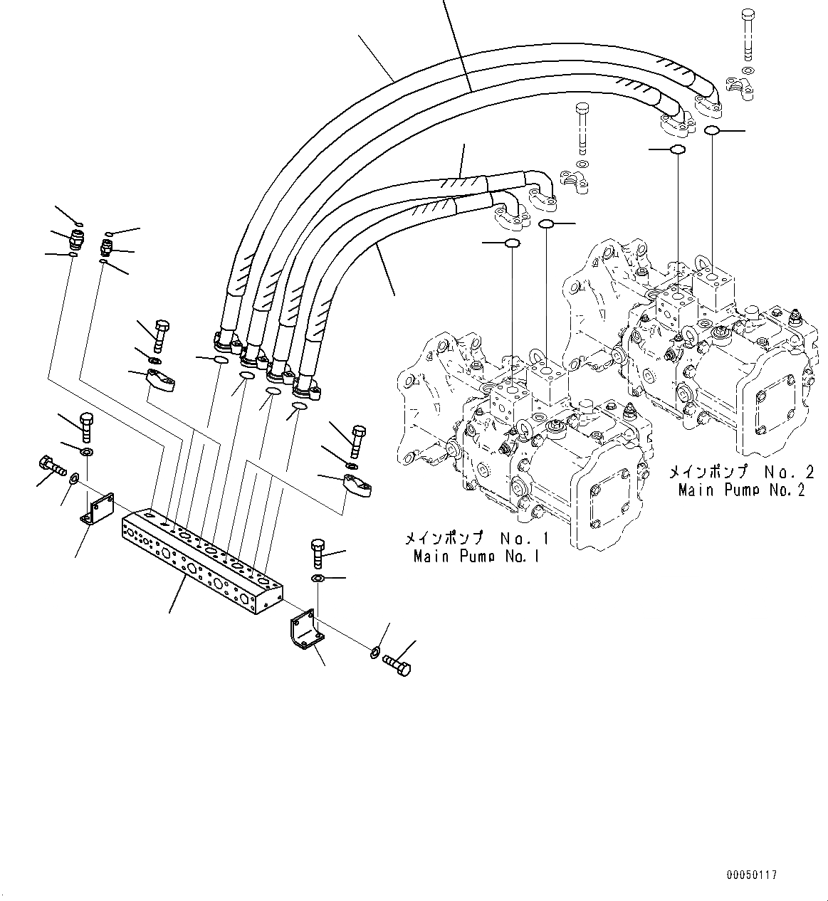 Схема запчастей Komatsu PC2000-8 - ПОДАЮЩ. ТРУБЫ, НАСОС - БЛОК (№9-) ПОДАЮЩ. ТРУБЫ