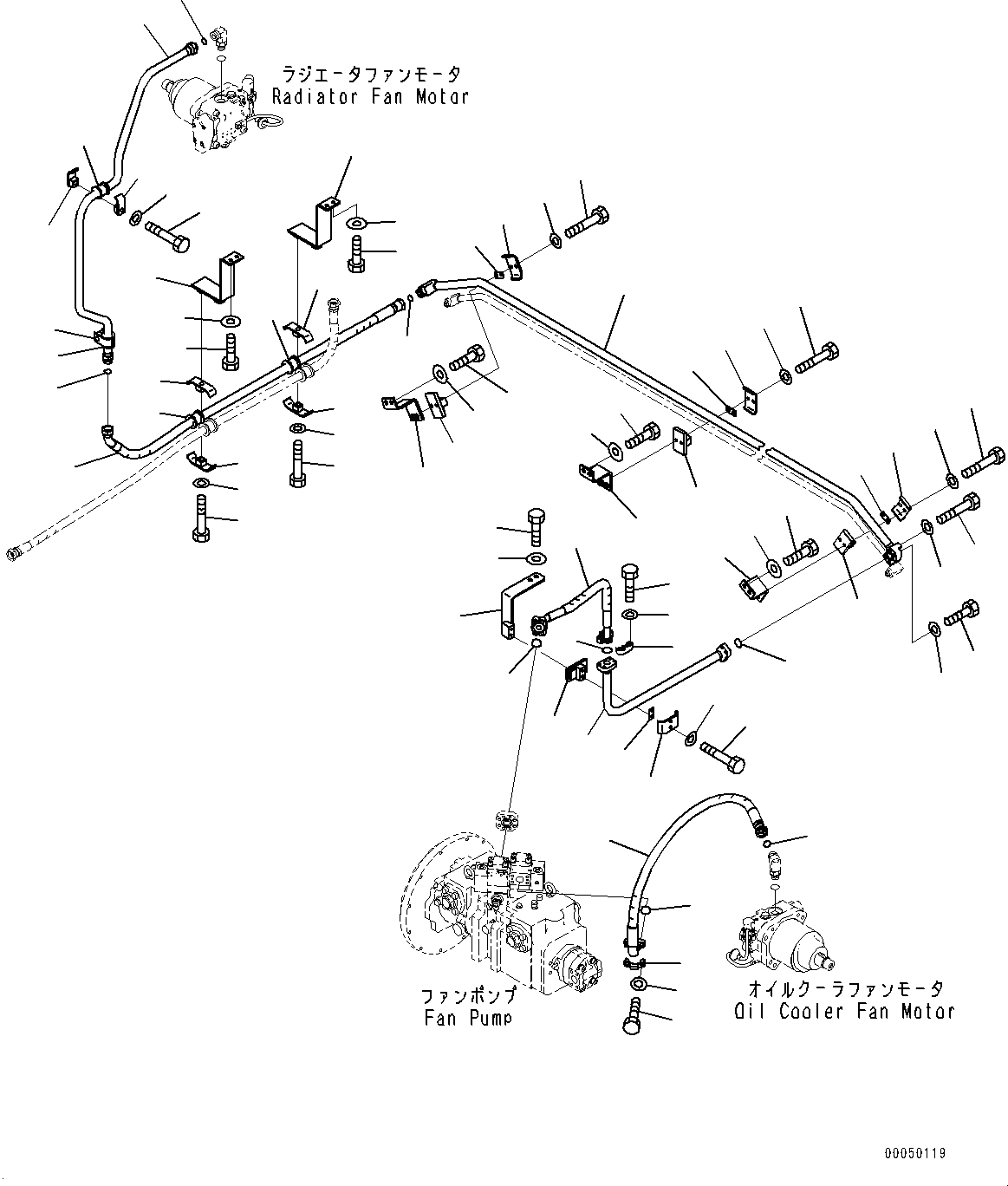 Схема запчастей Komatsu PC2000-8 - ПОДАЮЩ. ТРУБЫ, ВЕНТИЛЯТОР ТРУБЫ (№9-) ПОДАЮЩ. ТРУБЫ