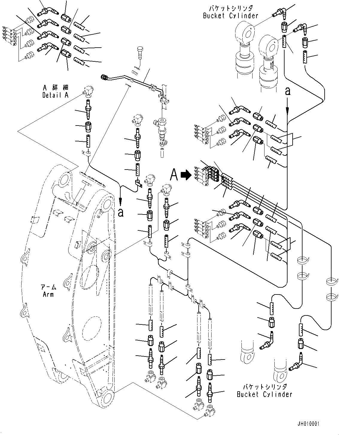 Схема запчастей Komatsu PC2000-8 - ПРЯМАЯ ЛОПАТА, СТРЕЛА И РУКОЯТЬ, СМАЗ. ТРУБЫ (/) (№9-) ПРЯМАЯ ЛОПАТА, СТРЕЛА И РУКОЯТЬ
