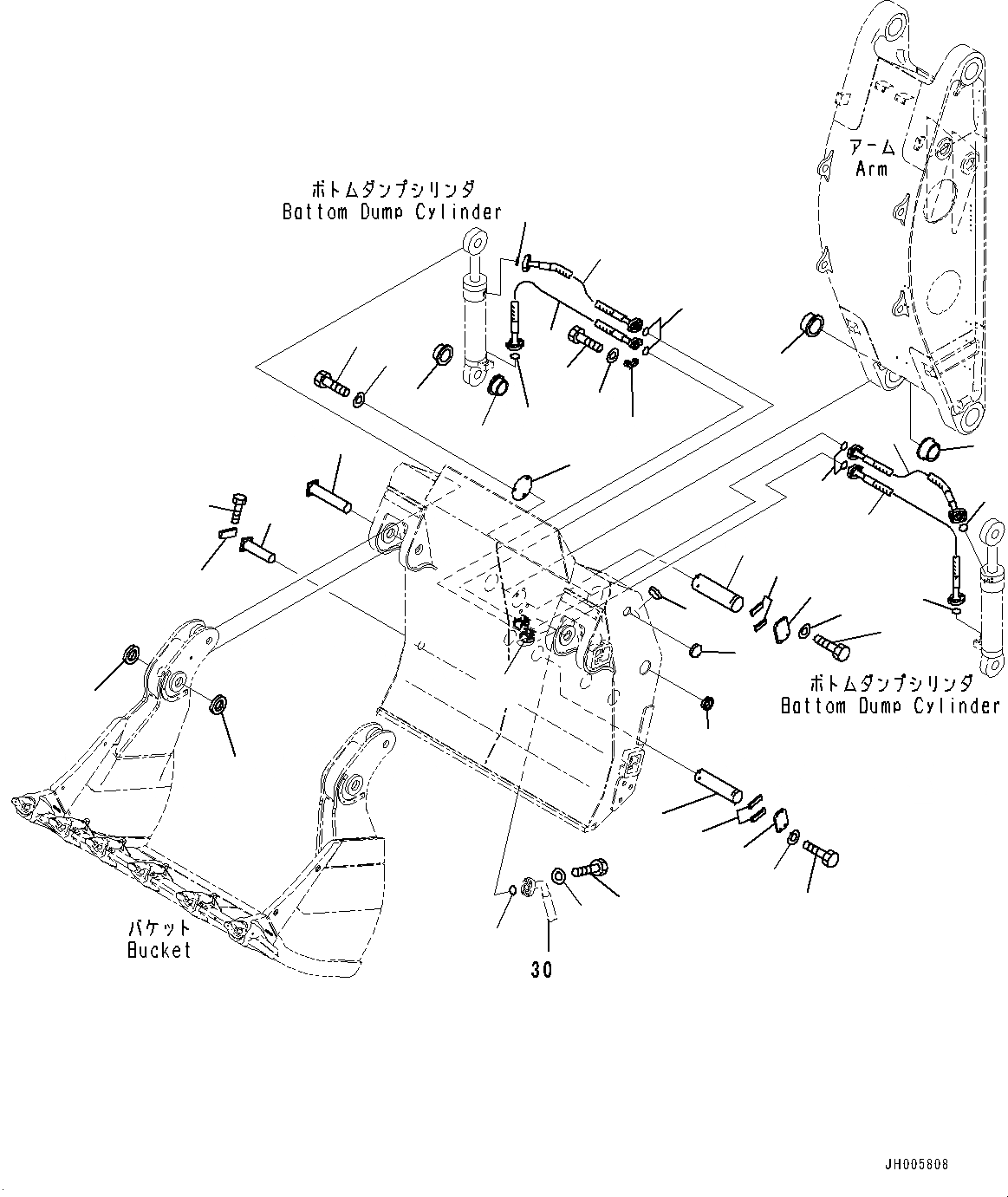 Схема запчастей Komatsu PC2000-8 - КОВШ, ЗАДН. КОВШ КОМПОНЕНТЫ (№-) КОВШ, M, НИЖН. РАЗГРУЗКА ТИП