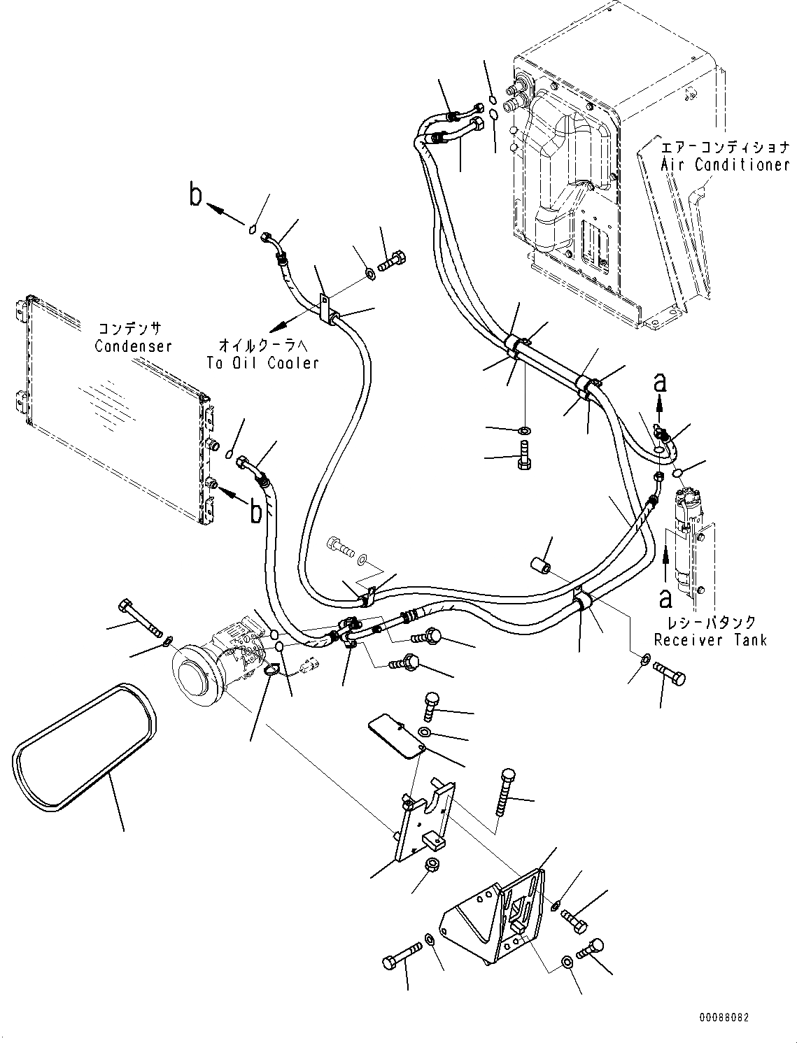 Схема запчастей Komatsu D85MS-15 - КОНДИЦ. ВОЗДУХА КОМПРЕССОР, ШЛАНГИ (№-) КОНДИЦ. ВОЗДУХА КОМПРЕССОР