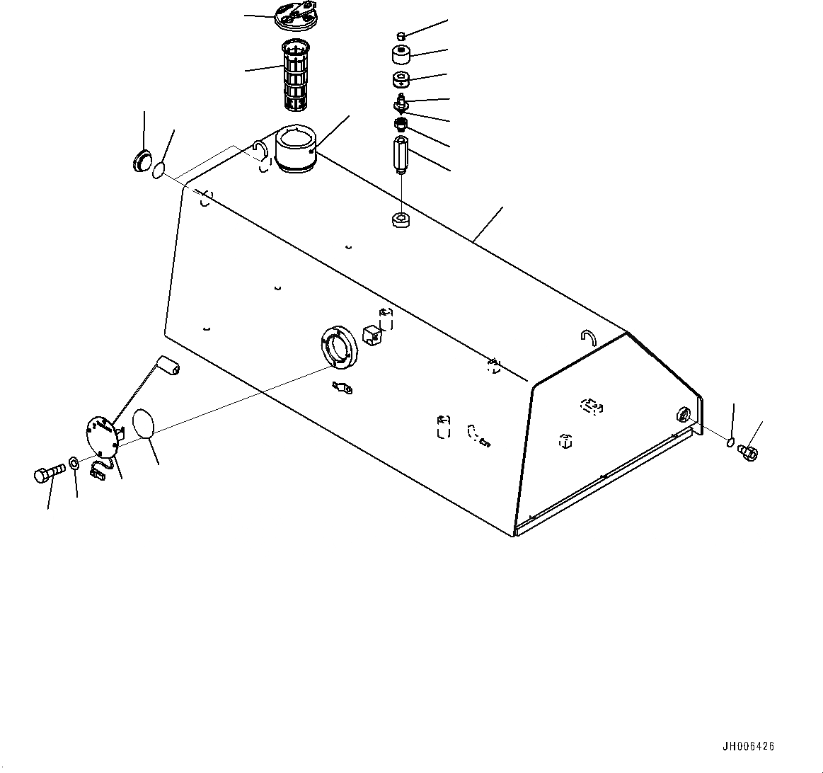 Схема запчастей Komatsu D85MS-15 - ТОПЛИВН. БАК., БАК (№-) ТОПЛИВН. БАК., С КРЫШКАTURE BASKET И МНОГОСТОЕЧН. РЫХЛИТ.