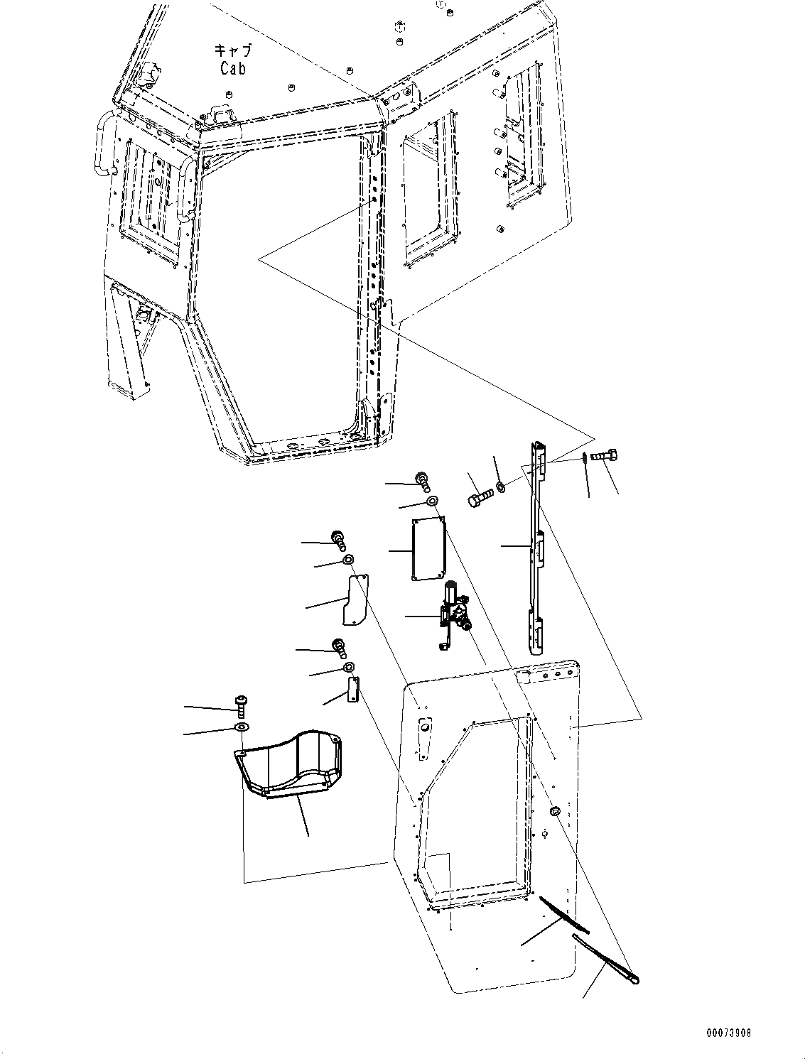 Схема запчастей Komatsu D85MS-15 - КАБИНА, ДВОРНИКИ ДВЕРИ (/) (№-) КАБИНА