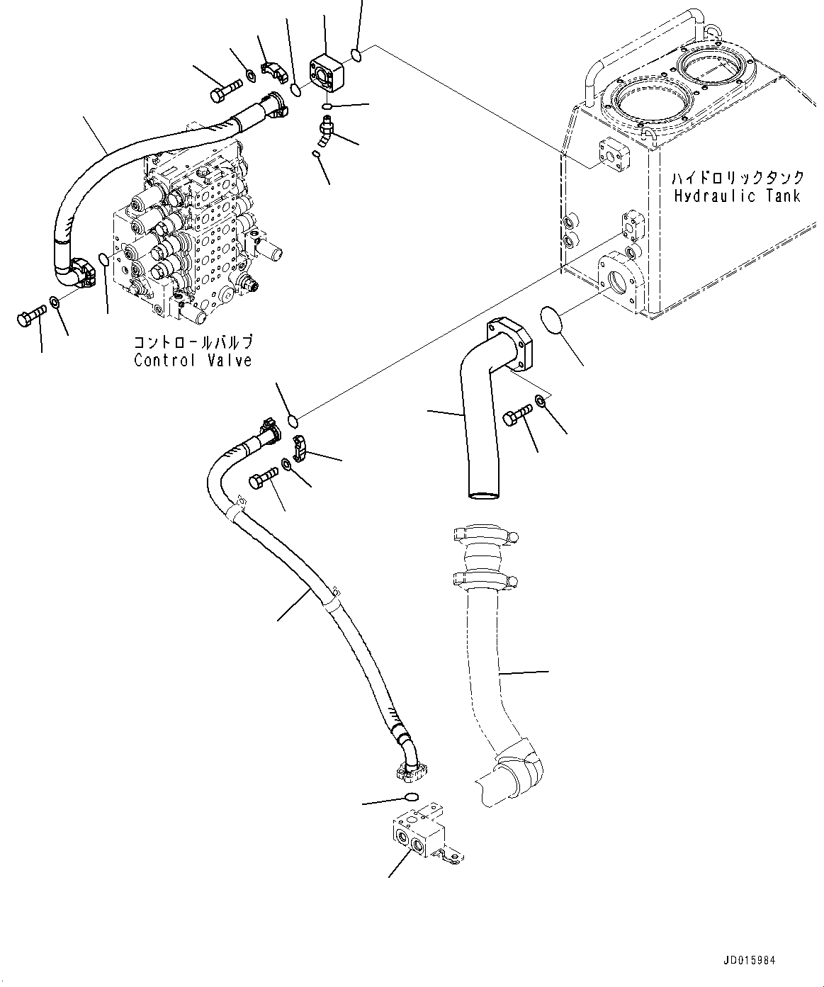 Схема запчастей Komatsu D85MS-15 - КРЫЛО, ГИДРАВЛ ДРЕНАЖН. ТРУБЫ И ВСАСЫВАЮЩИЙ ПАТРУБОК (№-) КРЫЛО