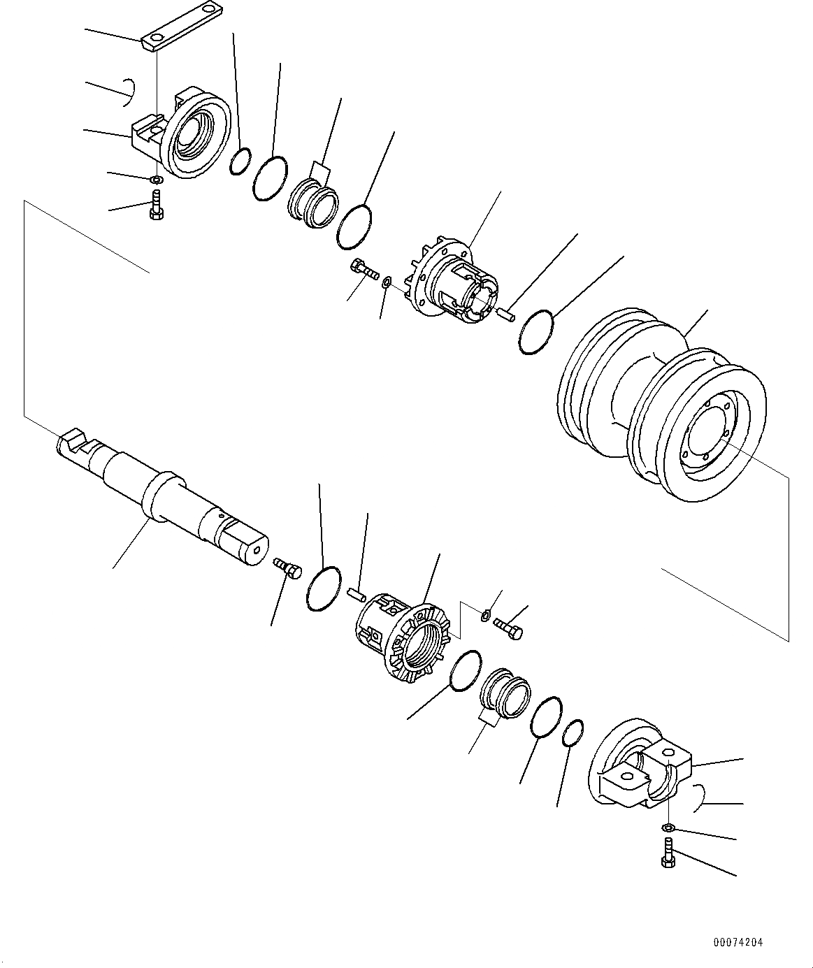 Схема запчастей Komatsu D85MS-15 - ГУСЕНИЧНАЯ РАМА, ОПОРНЫЙ КАТОК ДВУБОРТН., ЛЕВ. (№-) ГУСЕНИЧНАЯ РАМА