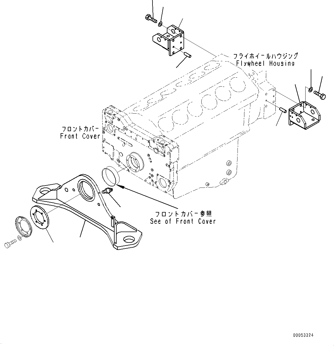 Схема запчастей Komatsu SAA12V140E-3C - ДВИГАТЕЛЬ СУППОРТ (№-) ДВИГАТЕЛЬ СУППОРТ