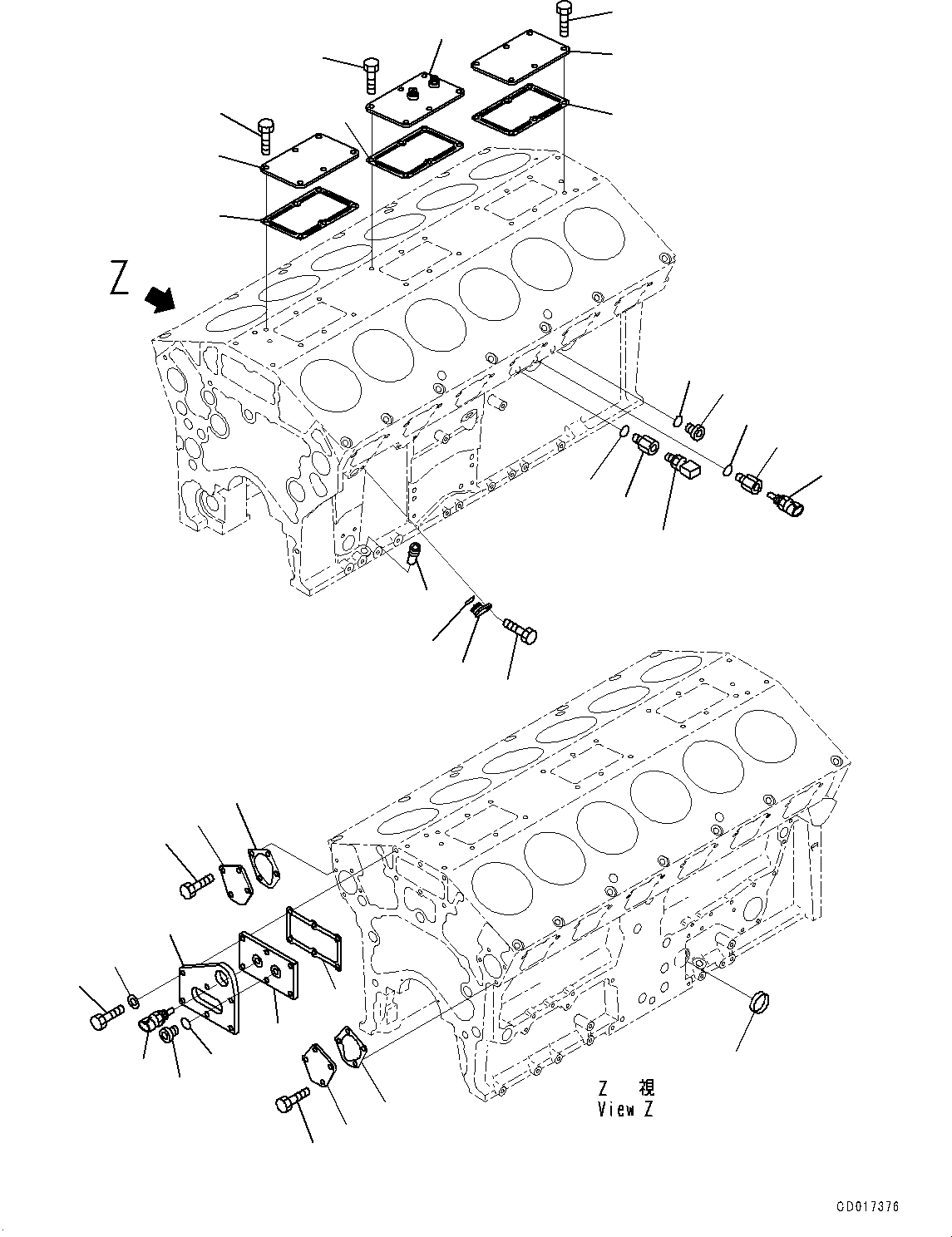 Схема запчастей Komatsu SAA12V140E-3C - ЭЛЕМЕНТЫ БЛОКА ЦИЛИНДРОВ (№-) ЭЛЕМЕНТЫ БЛОКА ЦИЛИНДРОВ, ЗАГЛУШКА И ДАТЧИК