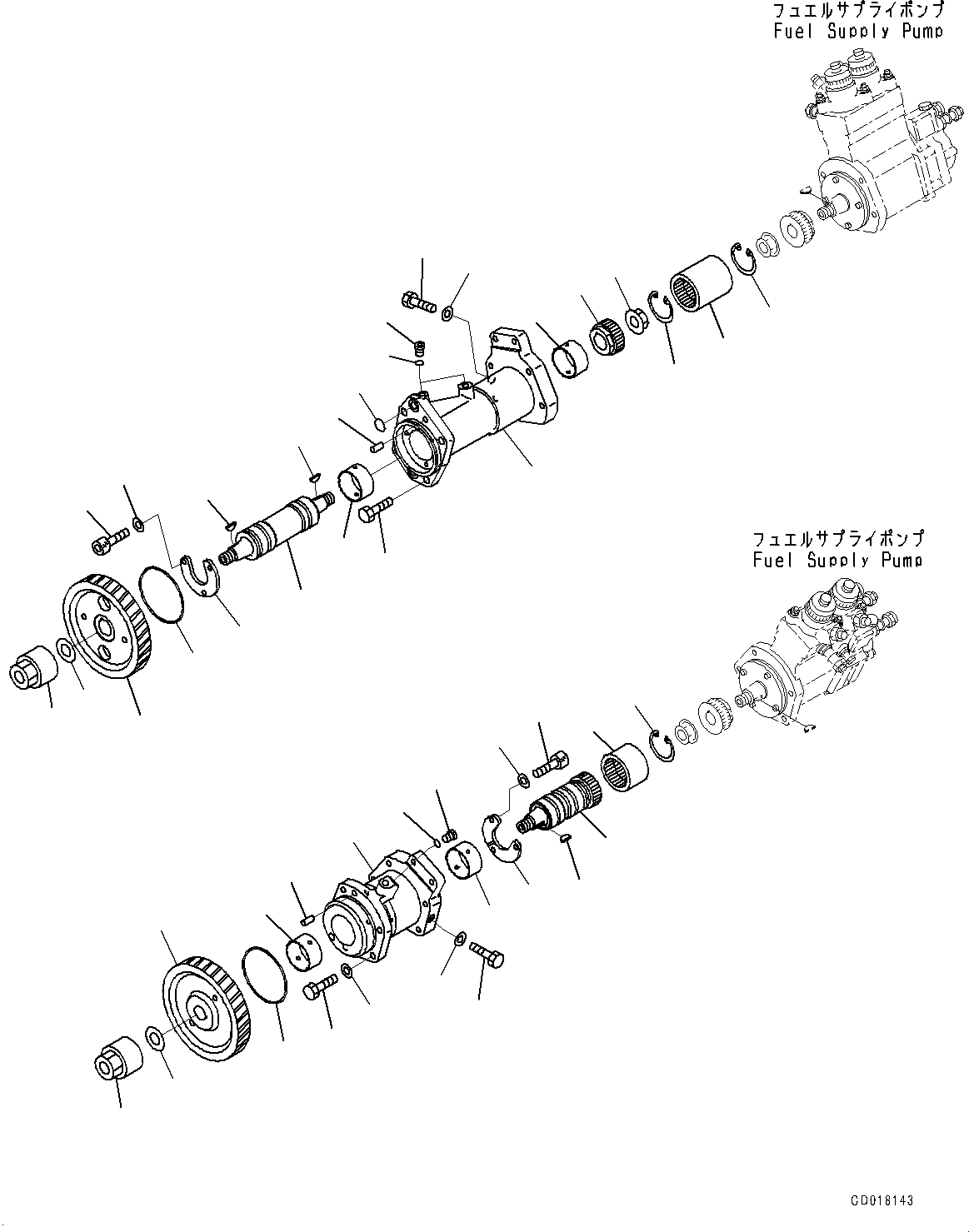 Схема запчастей Komatsu SAA12V140E-3C - ТОПЛИВН. НАСОС ПРИВОД (№-) ТОПЛИВН. НАСОС ПРИВОД