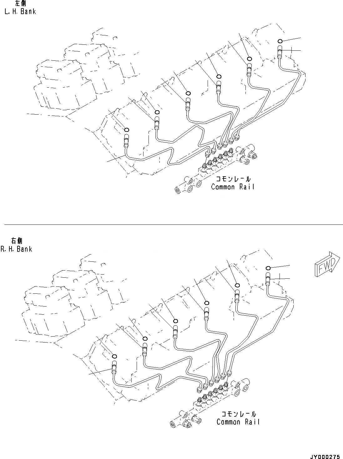 Схема запчастей Komatsu SAA12V140E-3C - ТОПЛИВН. НАСОС ТРУБЫ, COMMON RAIL - ВПРЫСК (№-) ТОПЛИВН. НАСОС ТРУБЫ