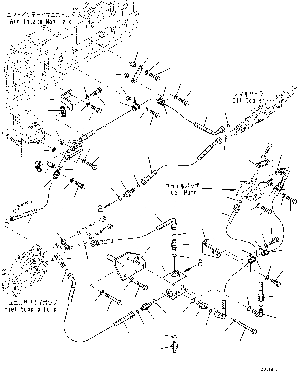 Схема запчастей Komatsu SAA12V140E-3C - ТОПЛИВОПРОВОД., ЛЕВ. ГРУПП. (№-) ТОПЛИВОПРОВОД.