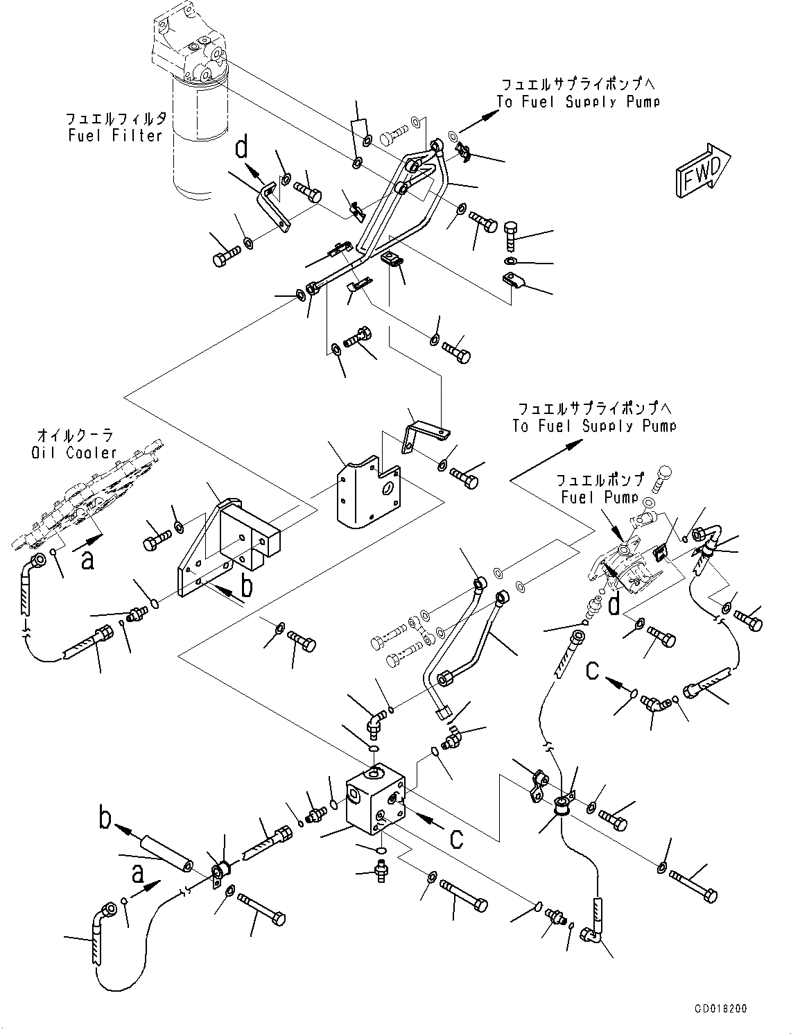 Схема запчастей Komatsu SAA12V140E-3C - ТОПЛИВОПРОВОД., ПРАВ. ГРУПП. (№-) ТОПЛИВОПРОВОД.
