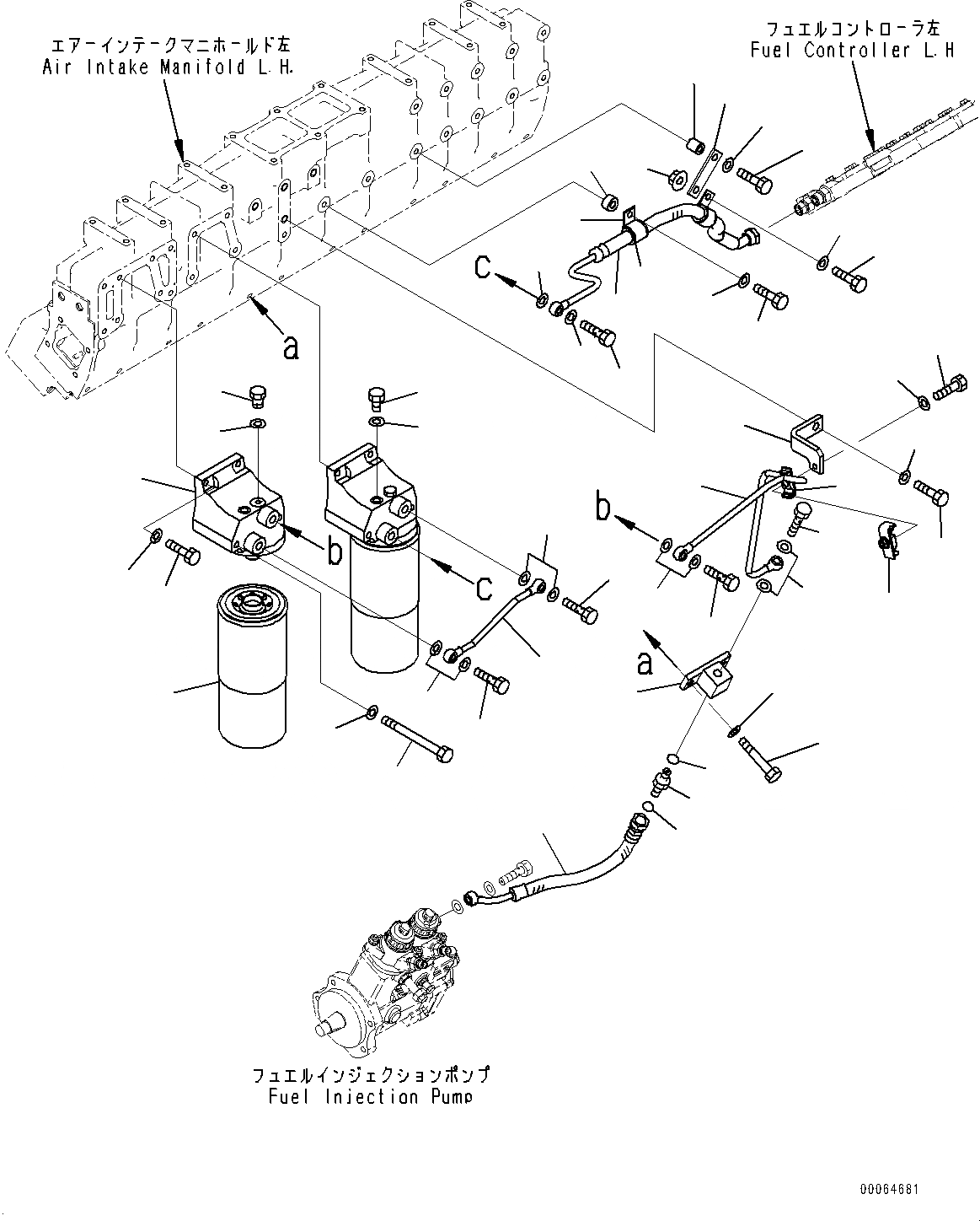 Схема запчастей Komatsu SAA12V140E-3C - ТОПЛИВОПРОВОД., ТОПЛИВН. ФИЛЬТР., ЛЕВ. ГРУПП. (№-) ТОПЛИВОПРОВОД., EXTREMELY BAD ТОПЛИВН. И ПЛОХ. ТОПЛИВО ARRANGEMENT СПЕЦ-Я. ВОДН.+DUST