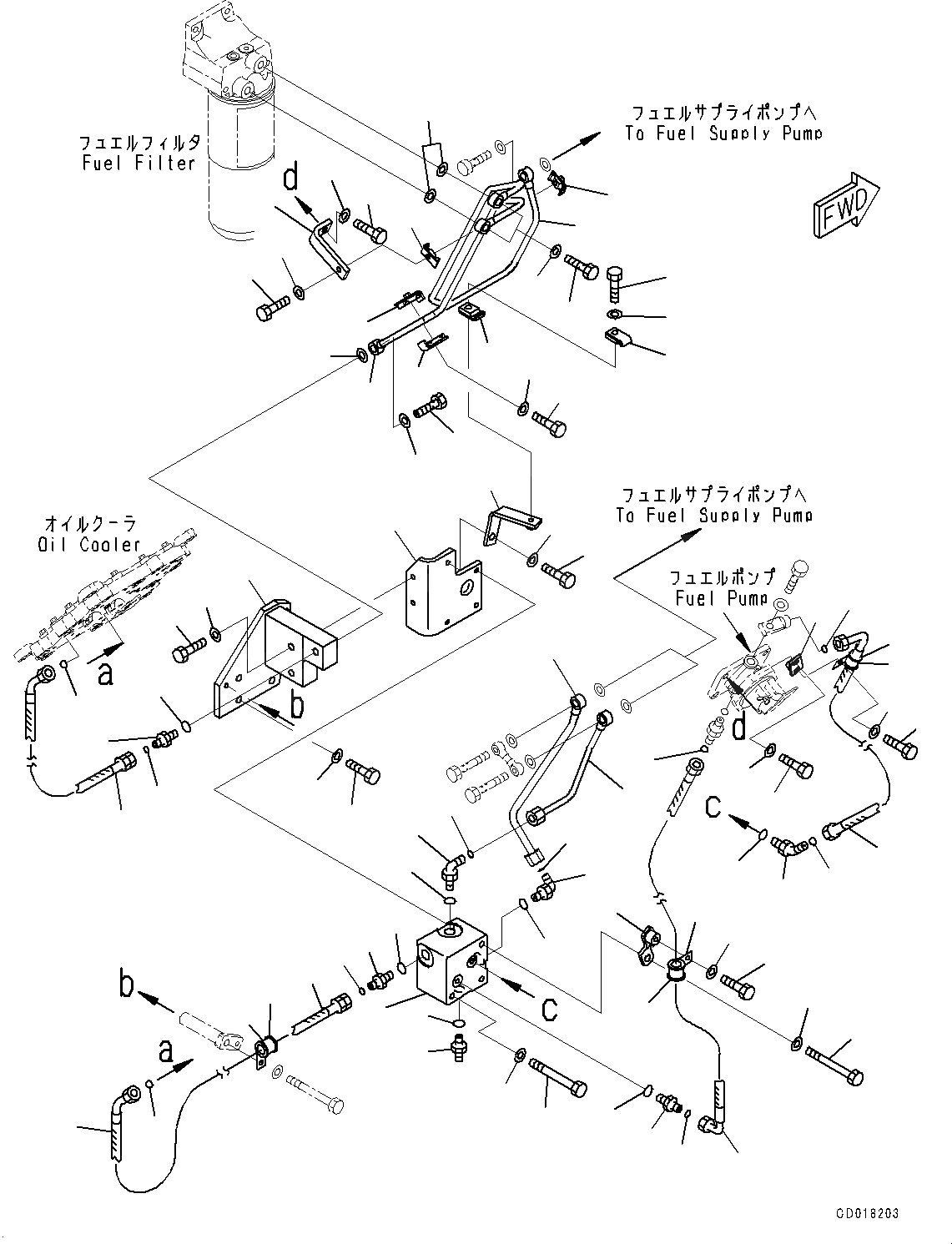 Схема запчастей Komatsu SAA12V140E-3C - ТОПЛИВОПРОВОД., ПРАВ. ГРУПП. (№-) ТОПЛИВОПРОВОД., МОРОЗОУСТОЙЧИВ. СПЕЦИФ-Я (-DEG C)