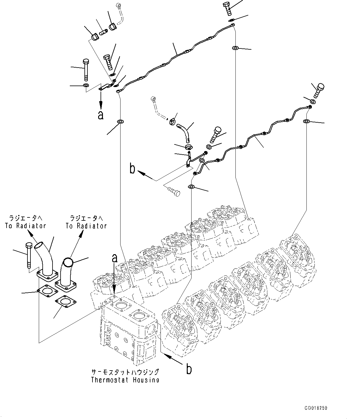 Схема запчастей Komatsu SAA12V140E-3C - ВОДЯНАЯ ПОМПА, ВОЗДУШН. ВЕНТИЛЯЦИЯ И ВОДН. ВЫПУСКН. ТРУБКА (№-) ВОДЯНАЯ ПОМПА, ДЛЯ HARD ВОДН. AREA ARRANGEMENT