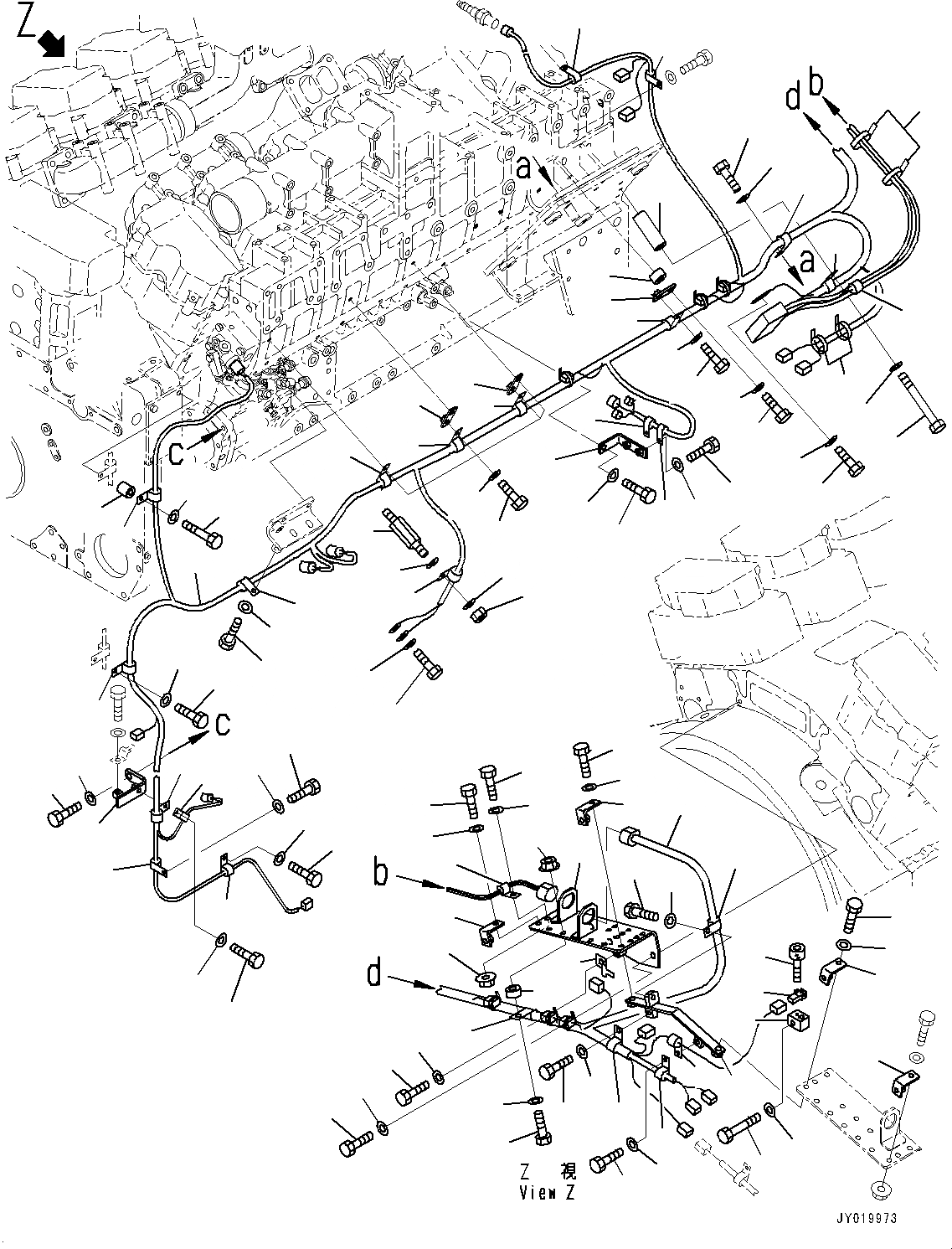 Схема запчастей Komatsu SAA12V140E-3C - ПРОВОДКА, ОСНОВН. ПРОВОДКА, ЛЕВ. (№8-) ПРОВОДКА
