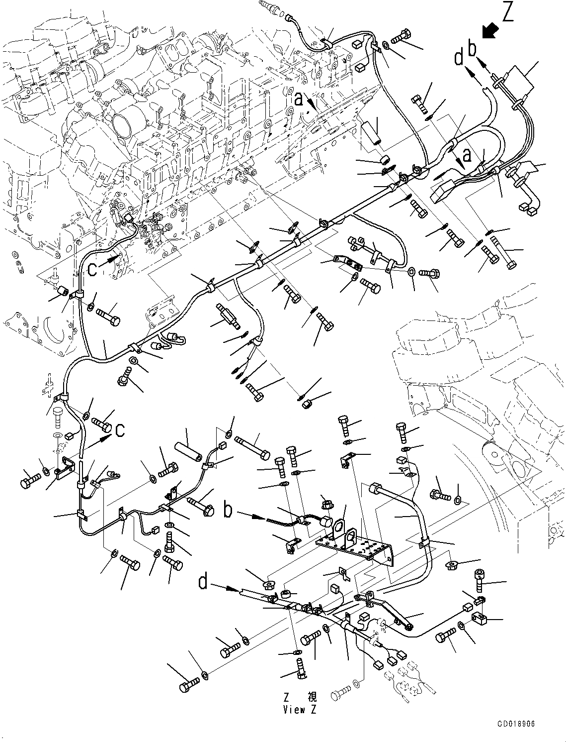 Схема запчастей Komatsu SAA12V140E-3C - ПРОВОДКА, ОСНОВН. ЛИНИЯ, ЛЕВ. (№-) ПРОВОДКА, ДЛЯ BAD ТОПЛИВН. И ПЛОХ. ТОПЛИВО СПЕЦ-ЯIFICATION, ВОДН.+DUST
