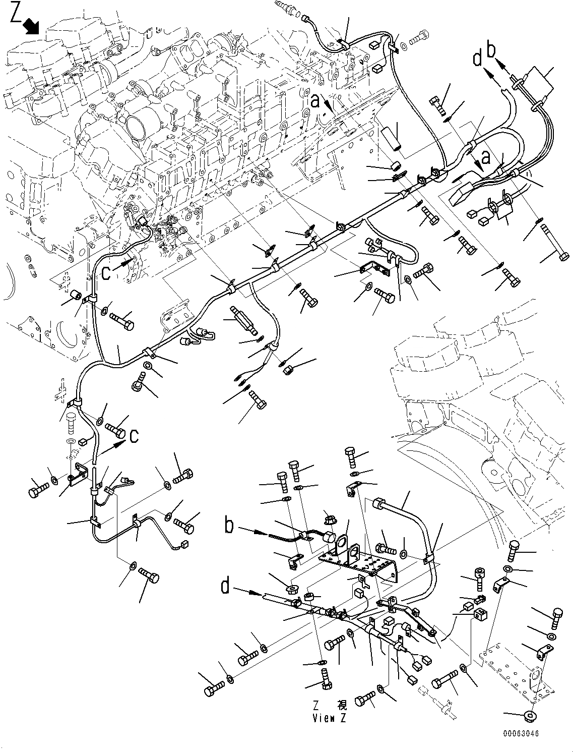 Схема запчастей Komatsu SAA12V140E-3C - ПРОВОДКА, ОСНОВН. ЛИНИЯ, ЛЕВ. (№-) ПРОВОДКА, ДЛЯ ХОЛОДН. AREA СПЕЦ-ЯIFICATION A (- DEG C)