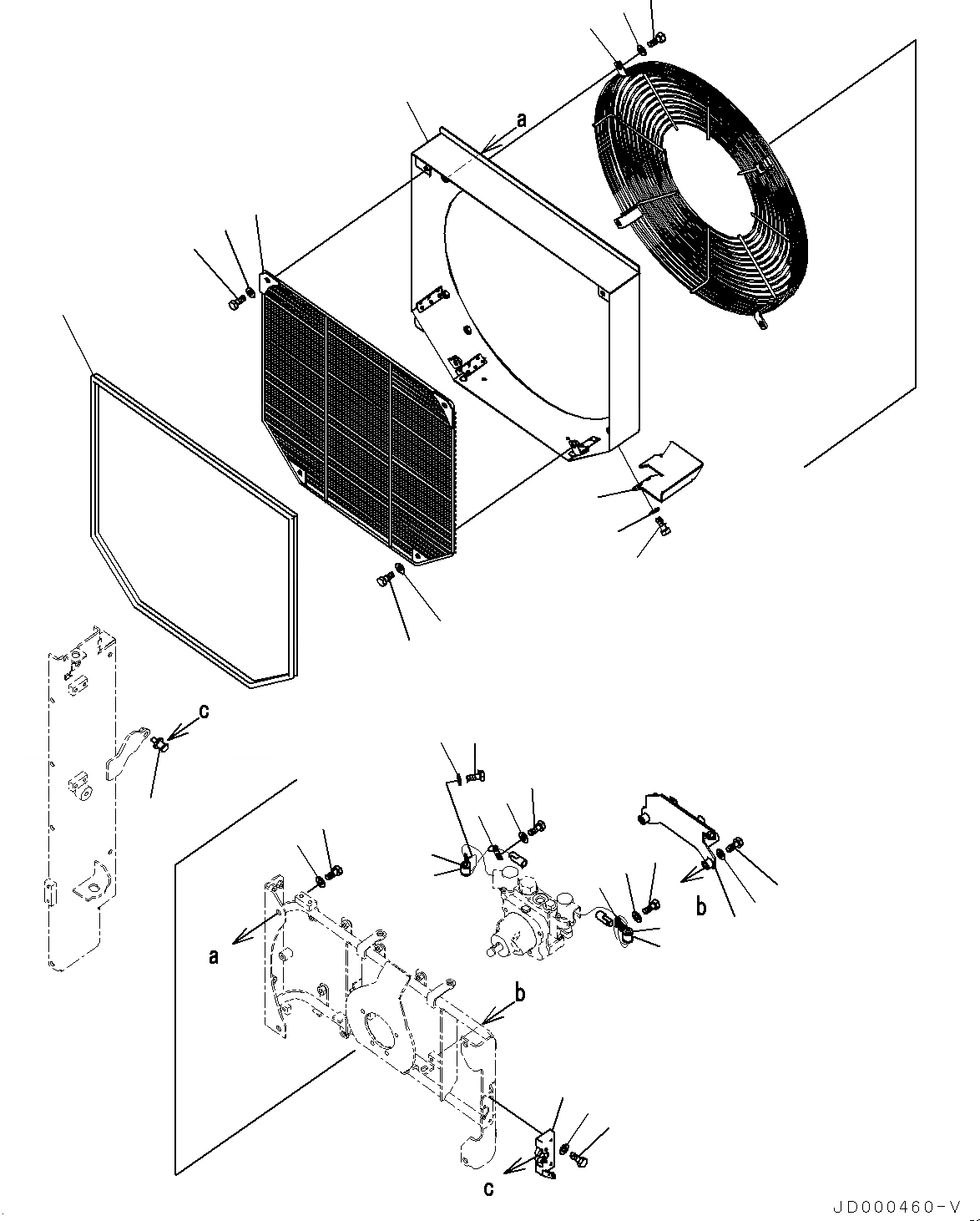 Схема запчастей Komatsu WA320PZ-6 - РАДИАТОР, ЗАЩИТА ВЕНТИЛЯТОРА (№7-) РАДИАТОР, С КОНДИЦИОНЕРОМ, ДЛЯ LATCH ТИП