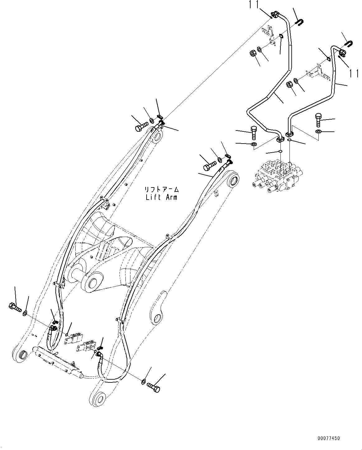 Схема запчастей Komatsu WA320PZ-6 - ГИДРОЛИНИЯ, УПРАВЛЯЮЩ. КЛАПАН ГИДРАВЛИКА РУЛ. УПРАВЛЕНИЯ (№7-) ГИДРОЛИНИЯ, 3-Х СЕКЦИОНН. КЛАПАН ARRANGEMENT, С ЭКСТРЕНН. УПРАВЛ., ДЛЯ СОЕДИНИТ. УСТР-ВО