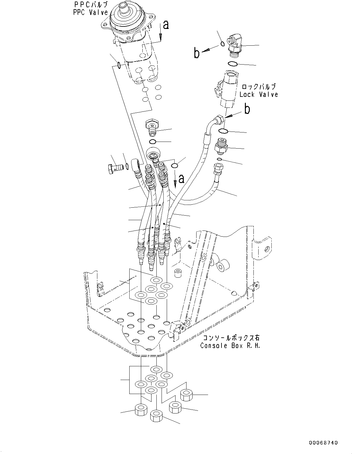 Схема запчастей Komatsu WA320PZ-6 - КОНСОЛЬ, ШЛАНГИ (№7-7) КОНСОЛЬ, MULTI FUNCTION MONO РЫЧАГ, С СОЕДИНИТ. УСТР-ВО