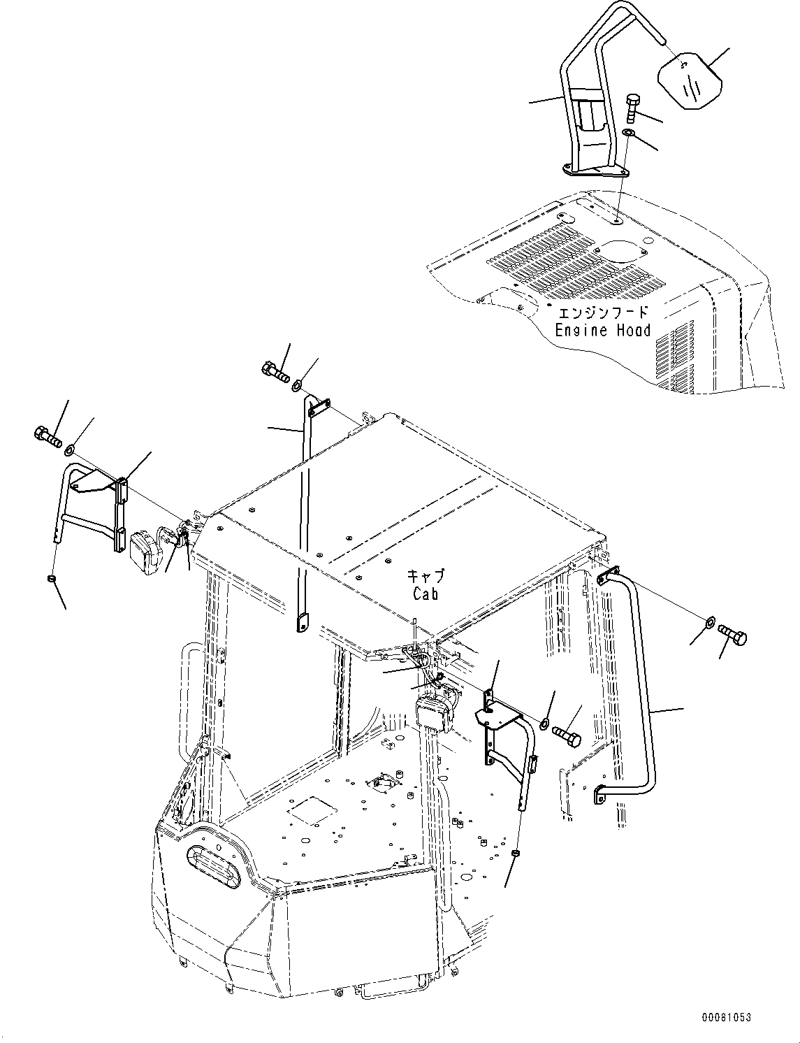 Схема запчастей Komatsu WA320PZ-6 - ЗАДН. НИЖН. VIEW ЗЕРКАЛА(№7-) ЗАДН. НИЖН. VIEW MIRROR, ЕС СПЕЦ-ЯIFICATION