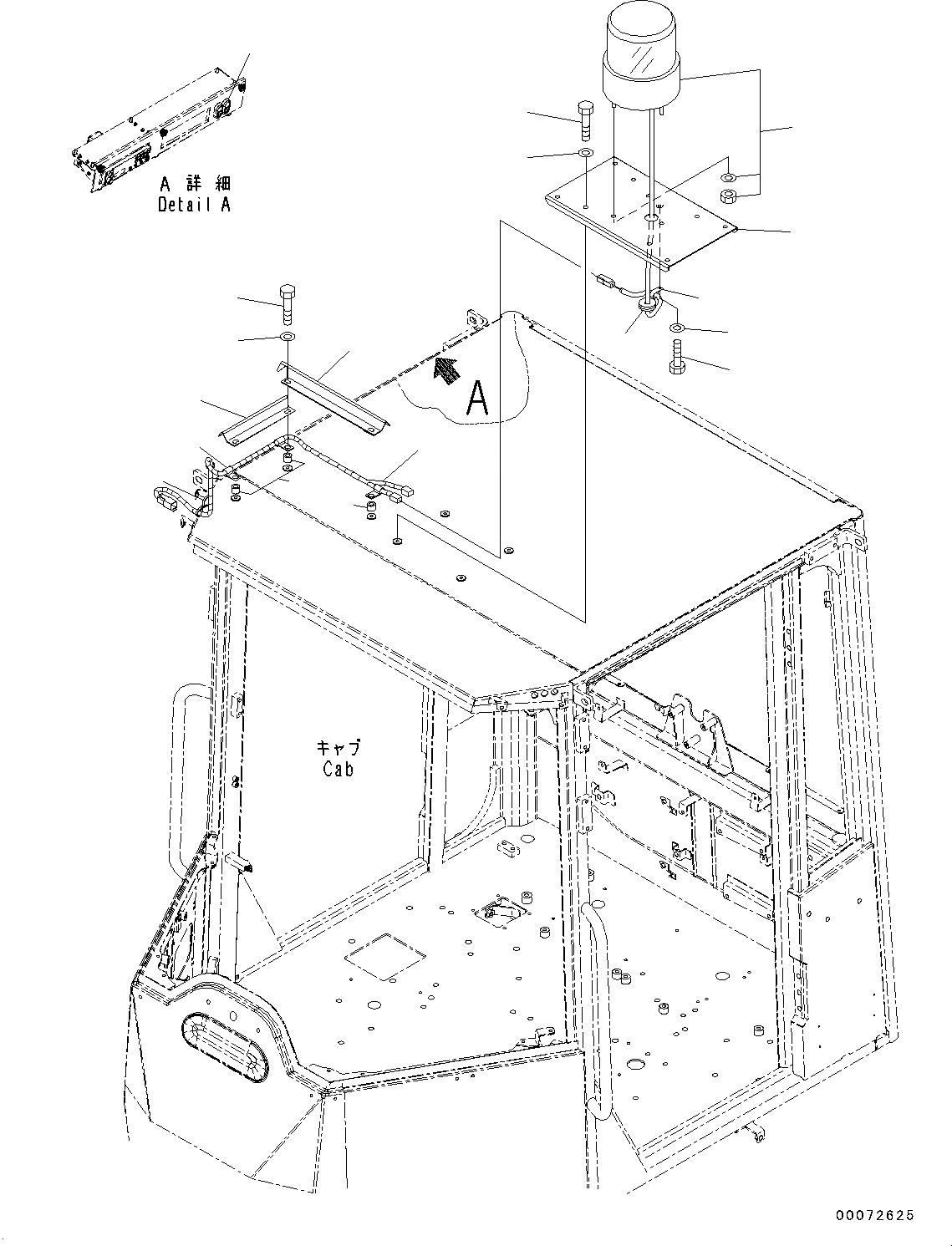 Схема запчастей Komatsu WA320PZ-6 - ПЕРЕДН. ЛАМПА РАБОЧ. ОСВЕЩЕНИЯ, AMBER COLOR WARNING BEACON, ПРОБЛЕСК. МАЯК (№7-) ПЕРЕДН. ЛАМПА РАБОЧ. ОСВЕЩЕНИЯ, AMBER COLOR WARNING BEACON