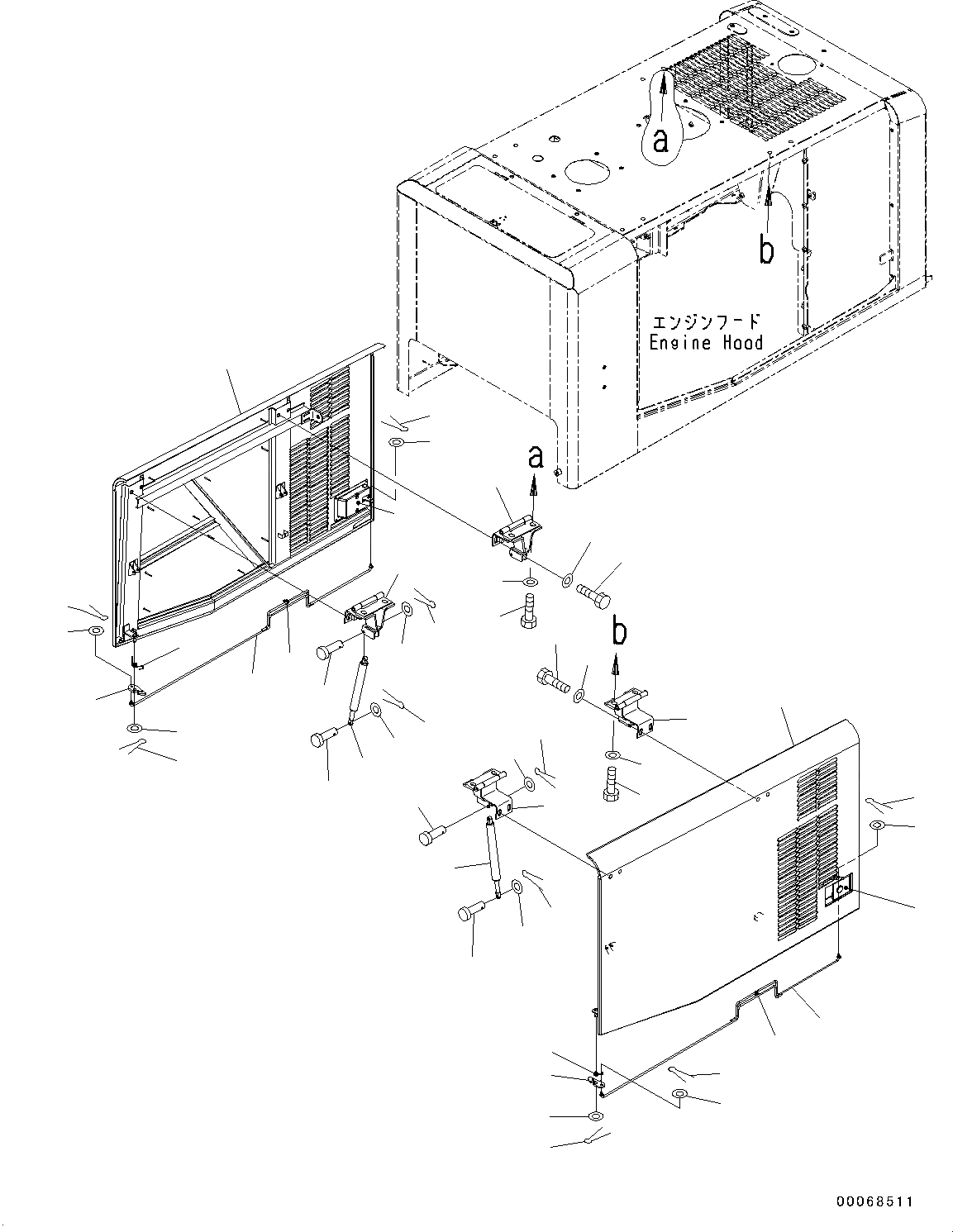 Схема запчастей Komatsu WA320PZ-6 - КАПОТ, С УДЛИНН. ВПУСК ВОЗДУХА, КРЫШКА ТИП, ДВЕРЬ (№7-) КАПОТ, С УДЛИНН. ВПУСК ВОЗДУХА, КРЫШКА ТИП