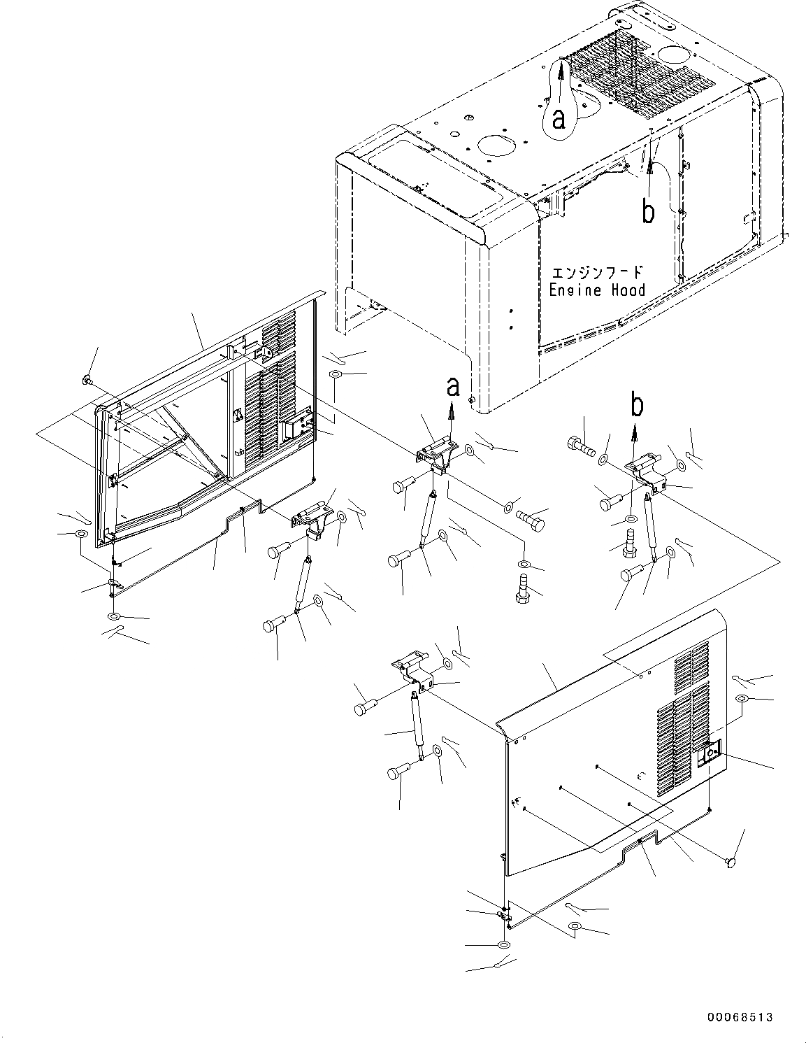 Схема запчастей Komatsu WA320PZ-6 - КАПОТ, С УДЛИНН. ВПУСК ВОЗДУХА, КРЫШКА ТИП, ПОЛН. КРЫЛО, ДВЕРЬ (№7-) КАПОТ, С УДЛИНН. ВПУСК ВОЗДУХА, КРЫШКА ТИП, ПОЛН. КРЫЛО
