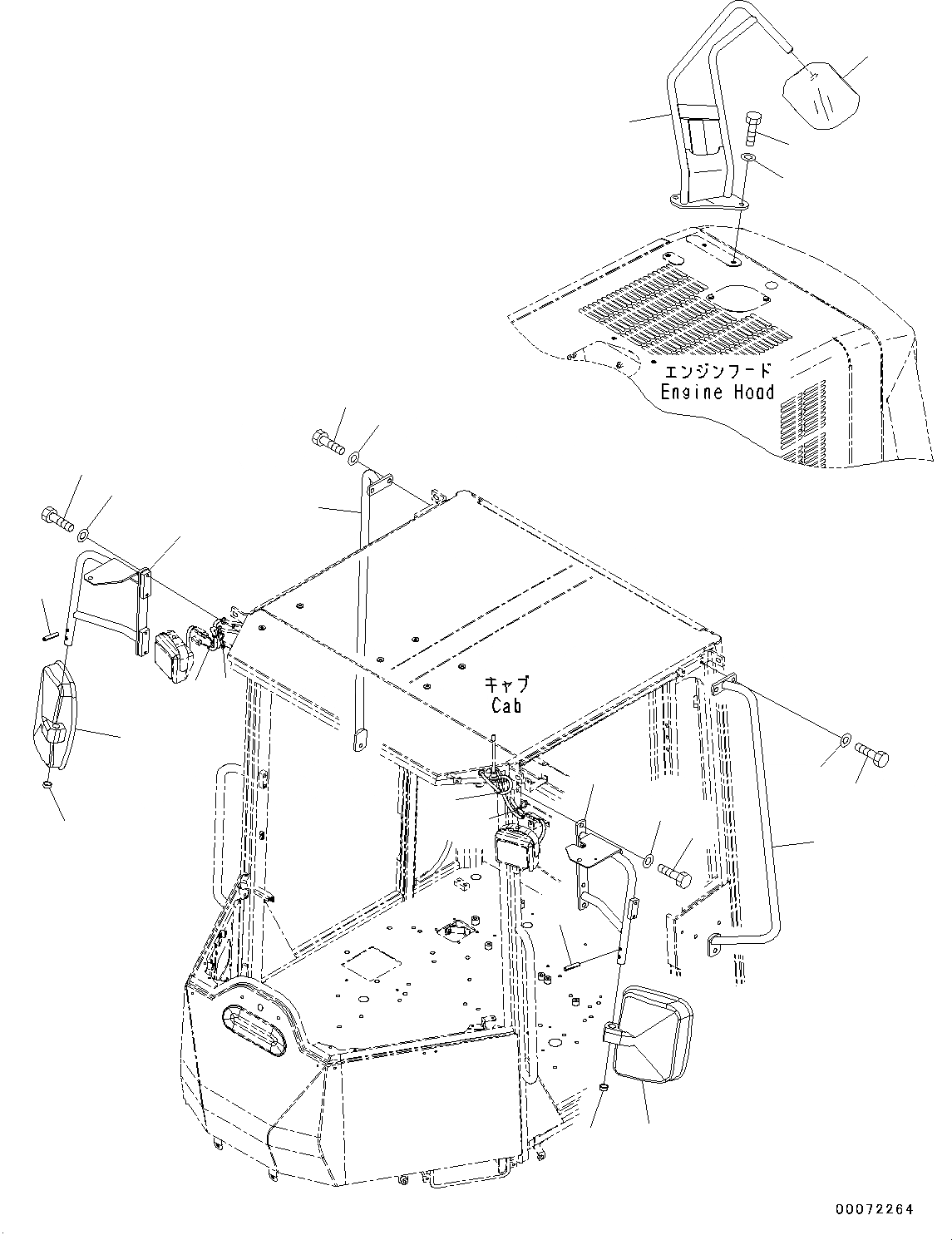 Схема запчастей Komatsu WA320PZ-6 - ЗАДН. НИЖН. VIEW MIRROR, ДЛЯ КАБИНЫ (№7-) ЗАДН. НИЖН. VIEW MIRROR, ДЛЯ КАБИНЫ
