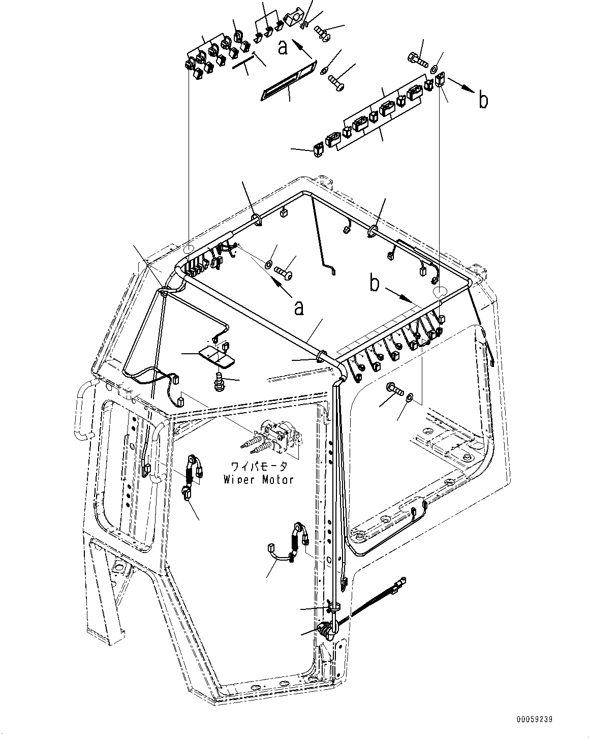 Схема запчастей Komatsu D85PX-15E0 - КАБИНА, ПЕРЕКЛЮЧАТЕЛЬ ПАНЕЛЬ (№9-) КАБИНА, БЕЗ РАДИО