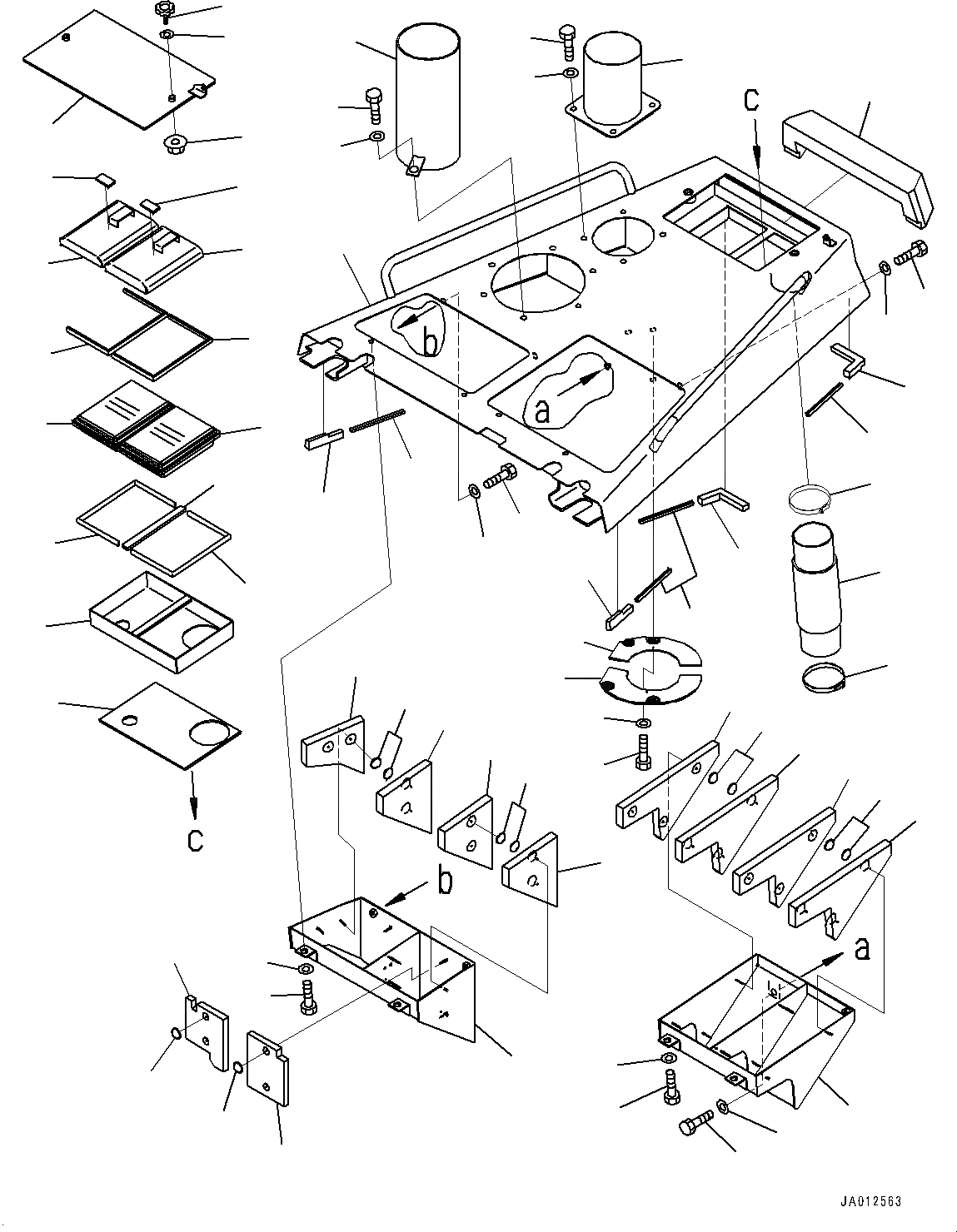 Схема запчастей Komatsu D85PX-15E0 - КАПОТ И БОКОВ. КРЫШКА ГРУППА, КАПОТ AND ВОЗДУХОВОДЫ (№9-) КАПОТ И БОКОВ. КРЫШКА ГРУППА, ДЛЯ СТРАН ЕС NOISE REGURATION