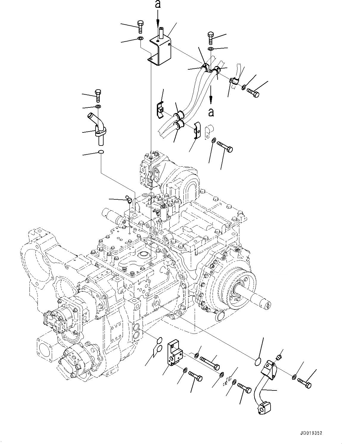 Схема запчастей Komatsu D85EX-15E0 - СИЛОВАЯ ПЕРЕДАЧА, ТРУБКА И КОРПУС (№9-) СИЛОВАЯ ПЕРЕДАЧА, БЕЗ ДВИГАТЕЛЬ С ПОДОГРЕВАТЕЛЬ ХЛАДАГЕНТА