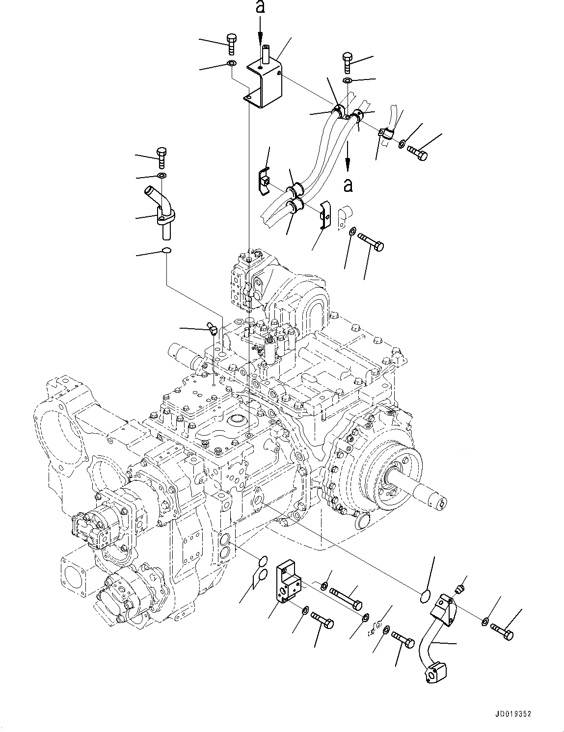 Схема запчастей Komatsu D85EX-15E0 - СИЛОВАЯ ПЕРЕДАЧА, ТРУБКА И КОРПУС (№9-) СИЛОВАЯ ПЕРЕДАЧА, БЕЗ ДВИГАТЕЛЬ С ПОДОГРЕВАТЕЛЬ ХЛАДАГЕНТА