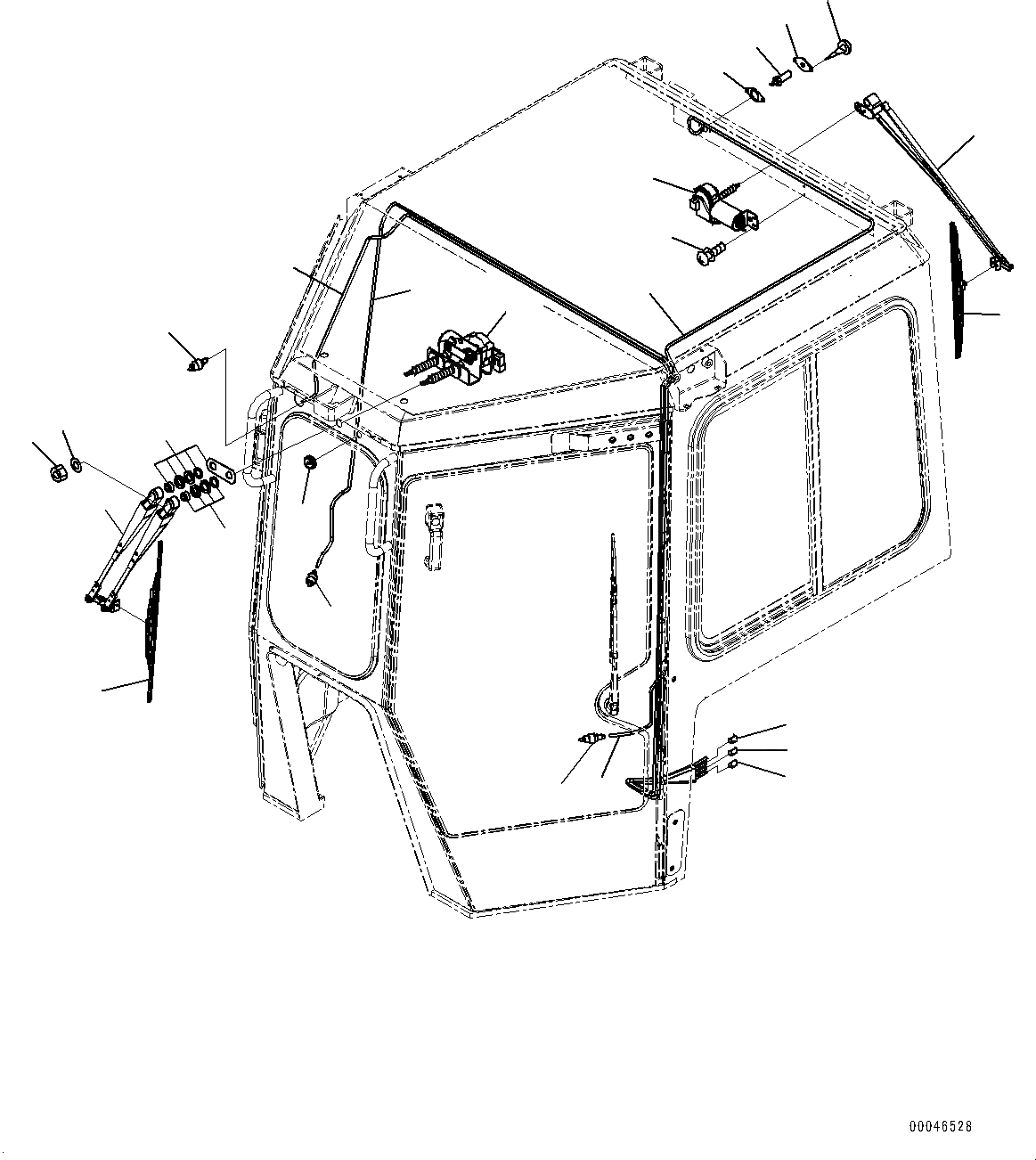 Схема запчастей Komatsu D85EX-15E0 - КАБИНА, ПЕРЕДН. И ЗАДН. ДВОРНИКИ (№9-) КАБИНА, ДЛЯ СТРАН ЕС БЕЗОПАСН. REGULATION