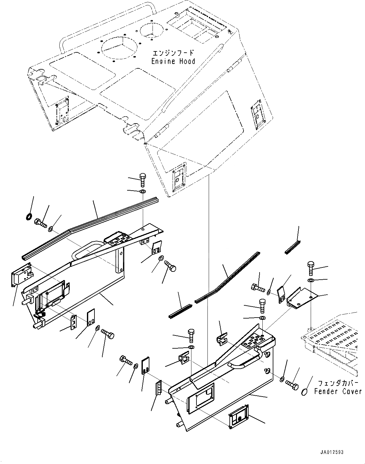 Схема запчастей Komatsu D85EX-15E0 - КАПОТ И БОКОВ. КРЫШКА ГРУППА, НИЖН. КРЫШКА(№9-98) КАПОТ И БОКОВ. КРЫШКА ГРУППА, С ОБОГРЕВ-ЛЕМ