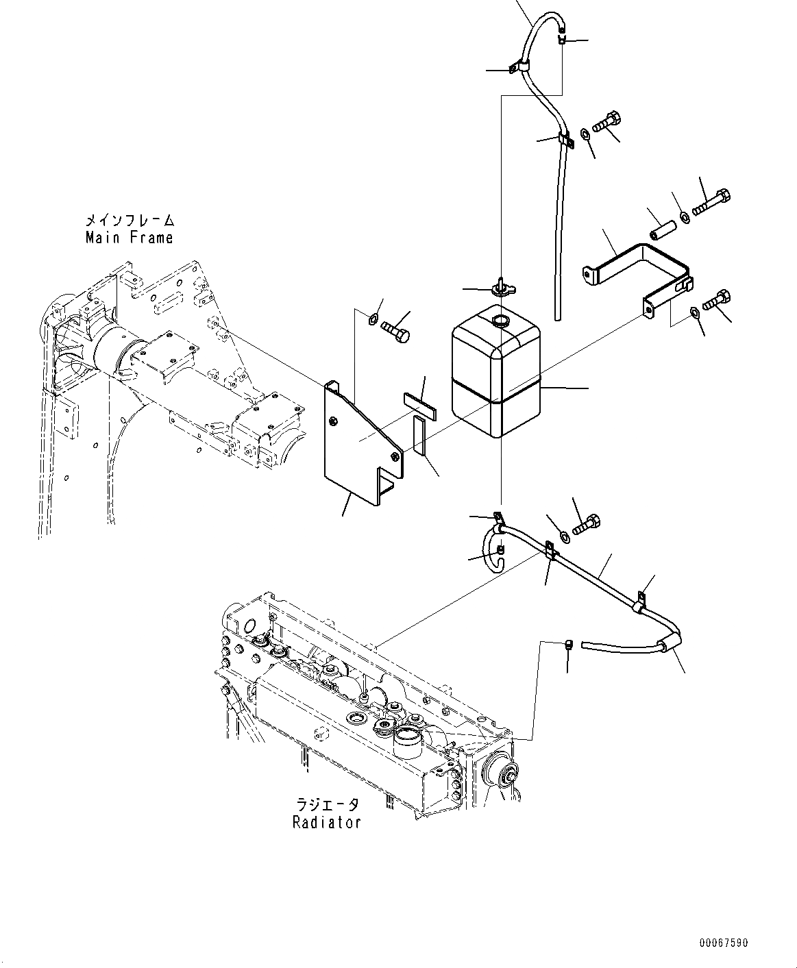 Схема запчастей Komatsu D85EX-15R - РАДИАТОР, РЕЗЕРВН. БАК (№-) РАДИАТОР, БЕЗ КОНДИЦ. ВОЗДУХА