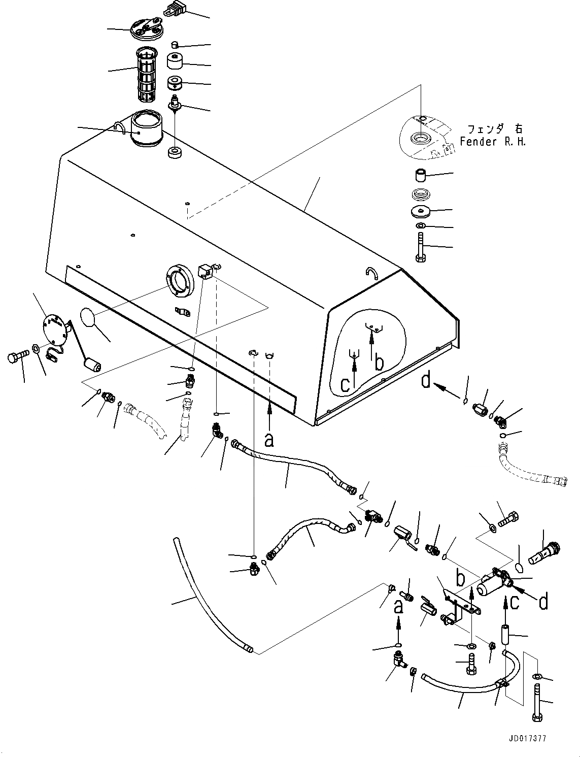Схема запчастей Komatsu D85EX-15R - ТОПЛИВН. БАК., (№-) ТОПЛИВН. БАК., С РЕГУЛИР. МНОГОСТОЕЧН. РЫХЛИТ.
