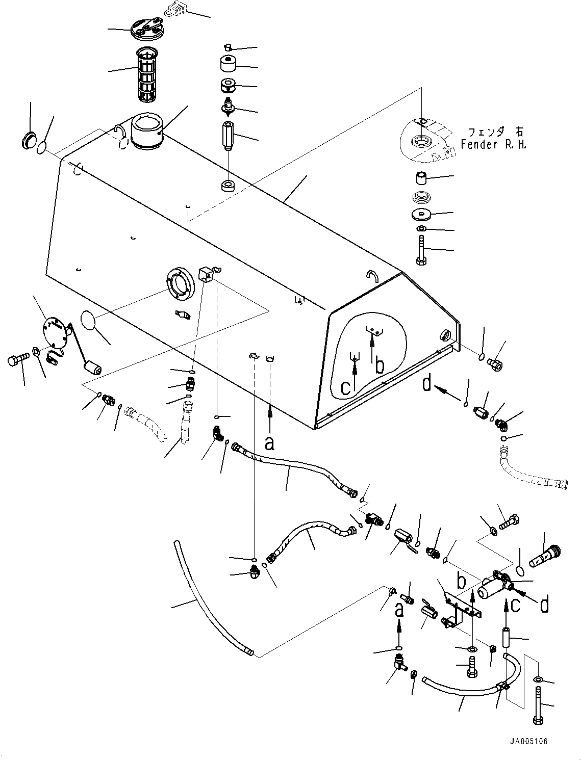 Схема запчастей Komatsu D85EX-15R - ТОПЛИВН. БАК., (№-) ТОПЛИВН. БАК., С РЕГУЛИР. МНОГОСТОЕЧН. РЫХЛИТ.