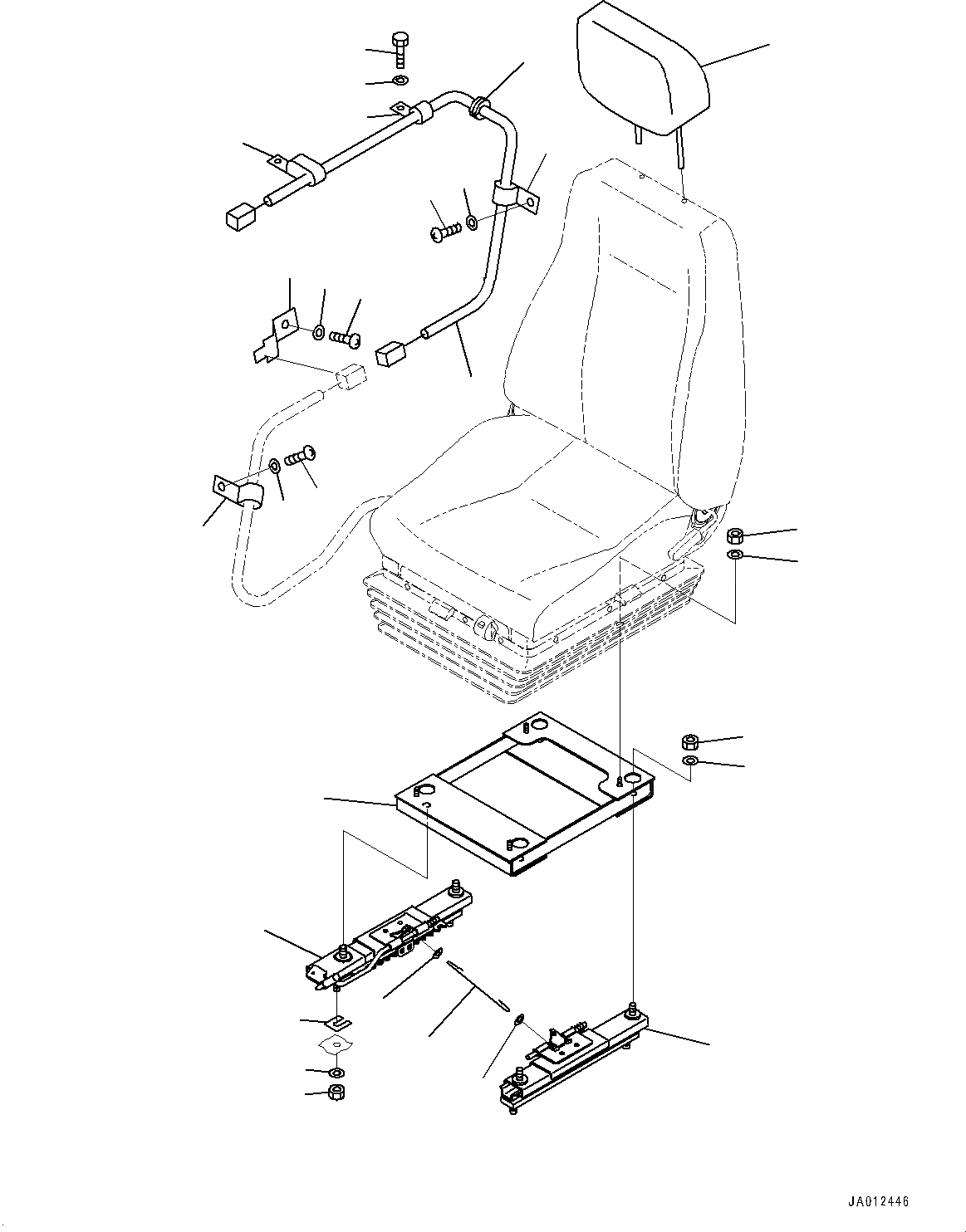 Схема запчастей Komatsu D85EX-15R - СИДЕНЬЕ ОПЕРАТОРА, КРЕПЛЕНИЕ (№-) СИДЕНЬЕ ОПЕРАТОРА, ВОЗД. С ВОЗД. ПОДВЕСКОЙ, ТКАНЬ ТИП, НАКЛОН. ТИП, С HEADREST