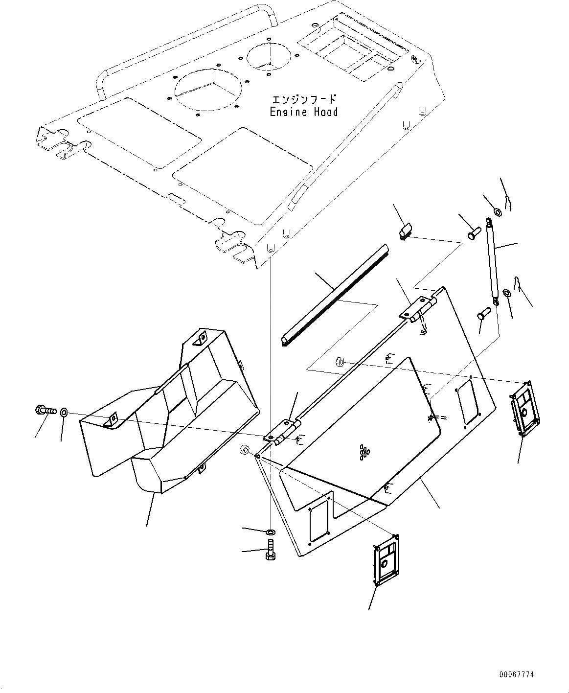 Схема запчастей Komatsu D85EX-15R - КАПОТ И БОКОВ. КРЫШКА ГРУППА, КАПОТ БОКОВ. КРЫШКА (/) (№-) КАПОТ И БОКОВ. КРЫШКА ГРУППА, С КОНДИЦИОНЕРОМ
