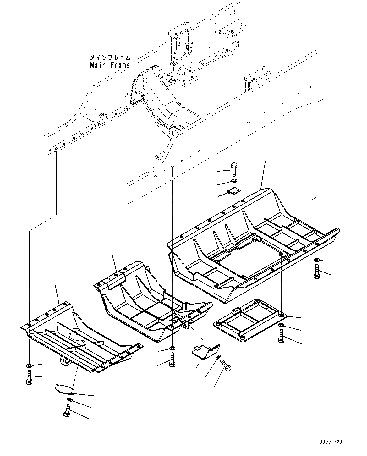 Схема запчастей Komatsu D85EX-15R - НИЖН. ЗАЩИТА, (№-7) НИЖН. ЗАЩИТА, ДЛЯ TОБОД КОЛЕСАMING DOZER