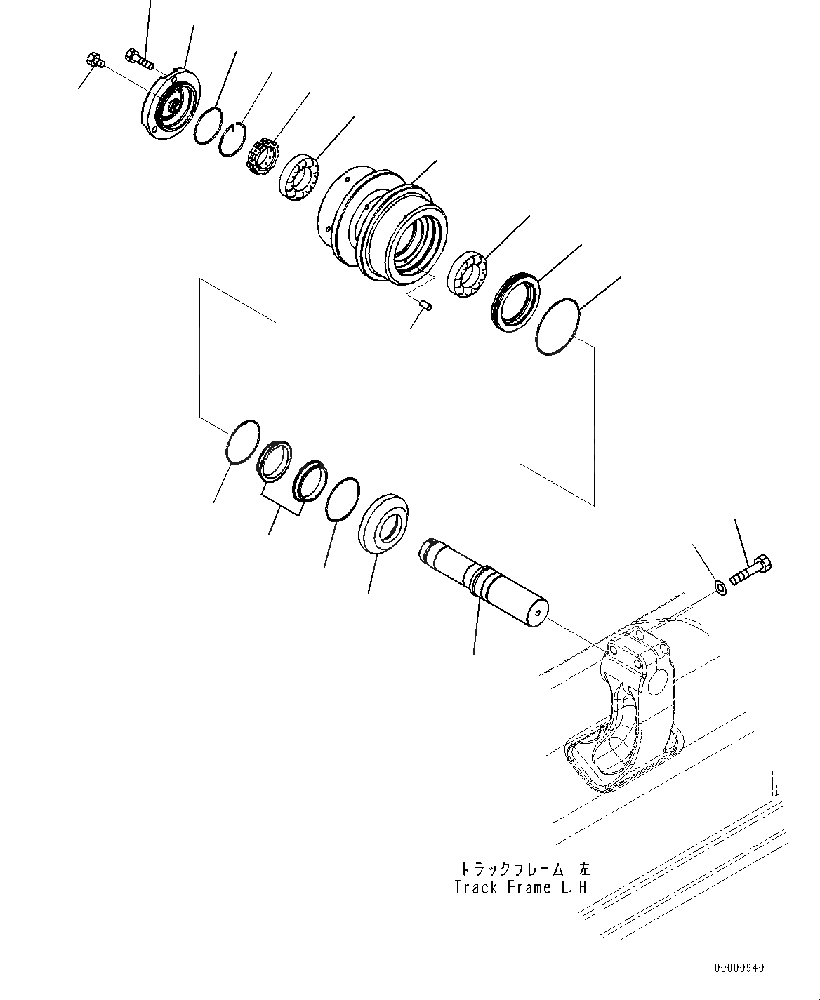 Схема запчастей Komatsu D85EX-15R - ГУСЕНИЧНАЯ РАМА, ПОДДЕРЖИВАЮЩИЙ КАТОК, ЛЕВ. (№-) ГУСЕНИЧНАЯ РАМА, ДЛЯ TОБОД КОЛЕСАMING DOZER