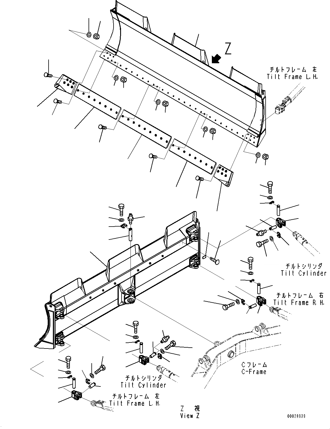 Схема запчастей Komatsu D85EX-15R - DOZER ОТВАЛ (№-) DOZER ОТВАЛ, ДЛЯ МЕХАНИЧ. ANGLE НАКЛОНЯЕМ. DOZER