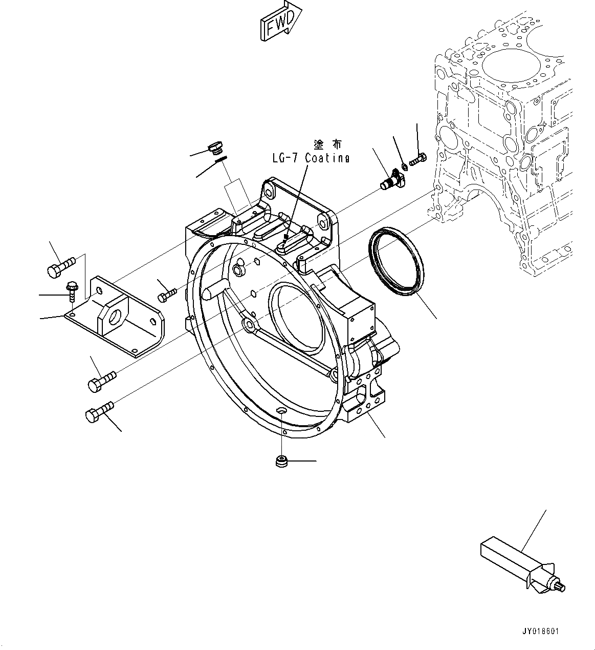 Схема запчастей Komatsu SAA6D125E-5CR - КАРТЕР МАХОВИКА, (№9-) КАРТЕР МАХОВИКА